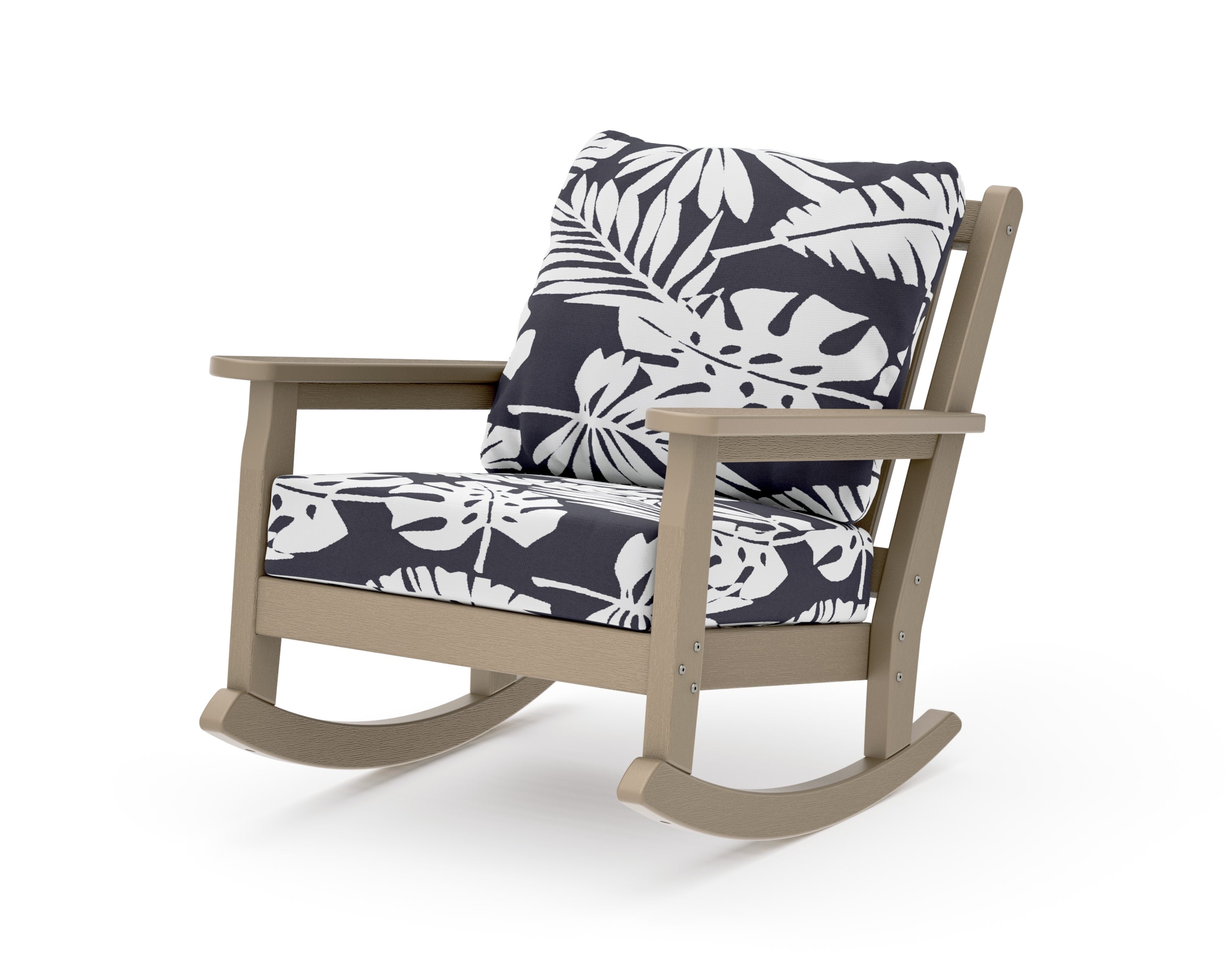 Chippendale Deep Seating Rocking Chair in Vintage Sahara / Leaf Navy
