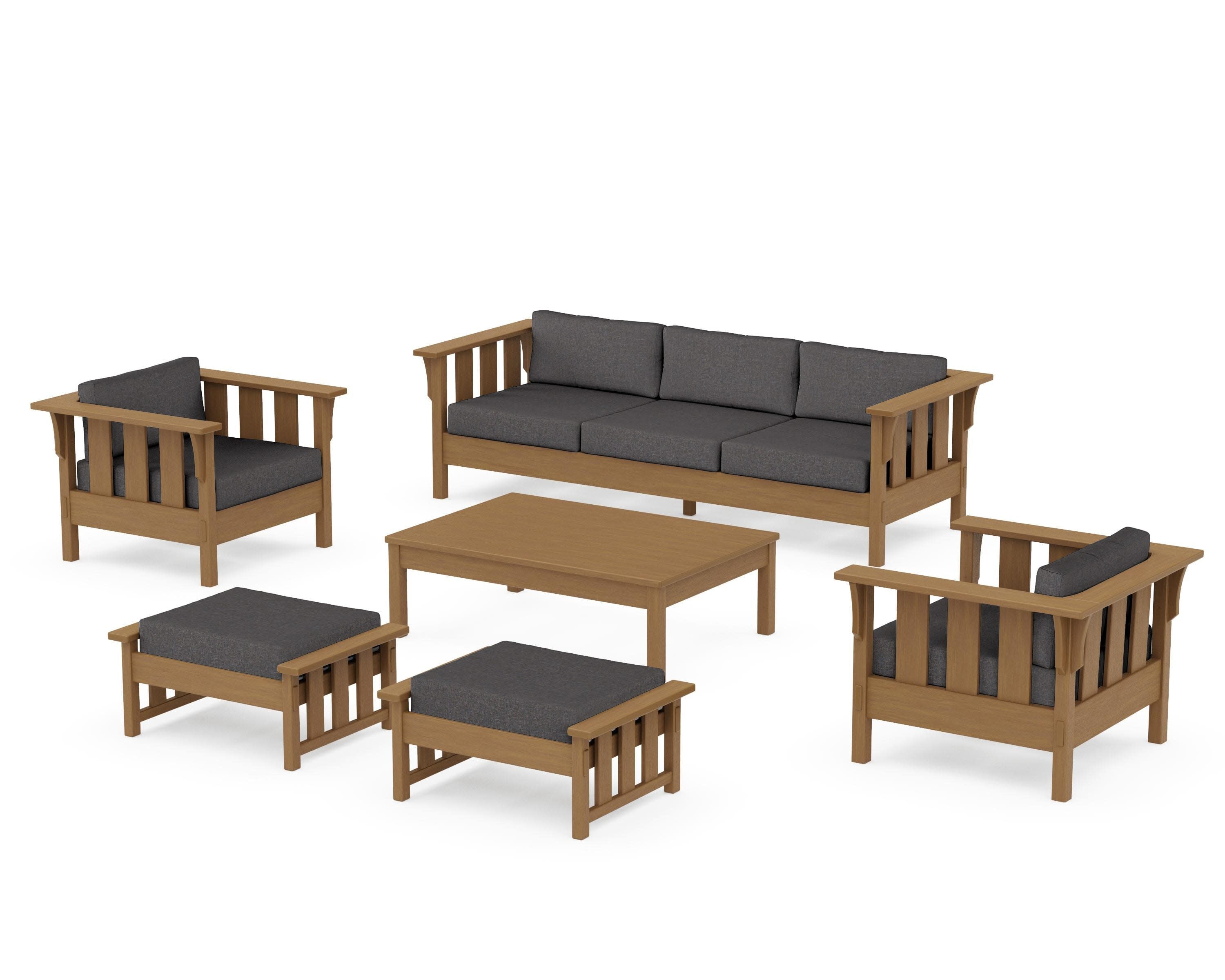 Acadia 6-Piece Lounge Sofa Set in Natural / Ash Charcoal