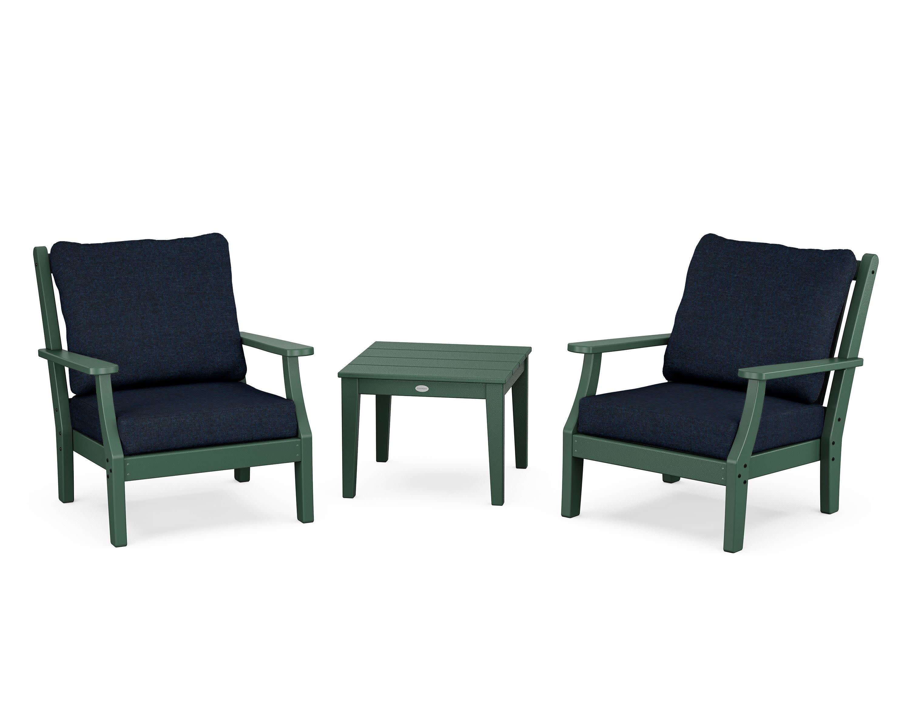 Wovendale 3-Piece Deep Seating Set in Green / Marine Indigo