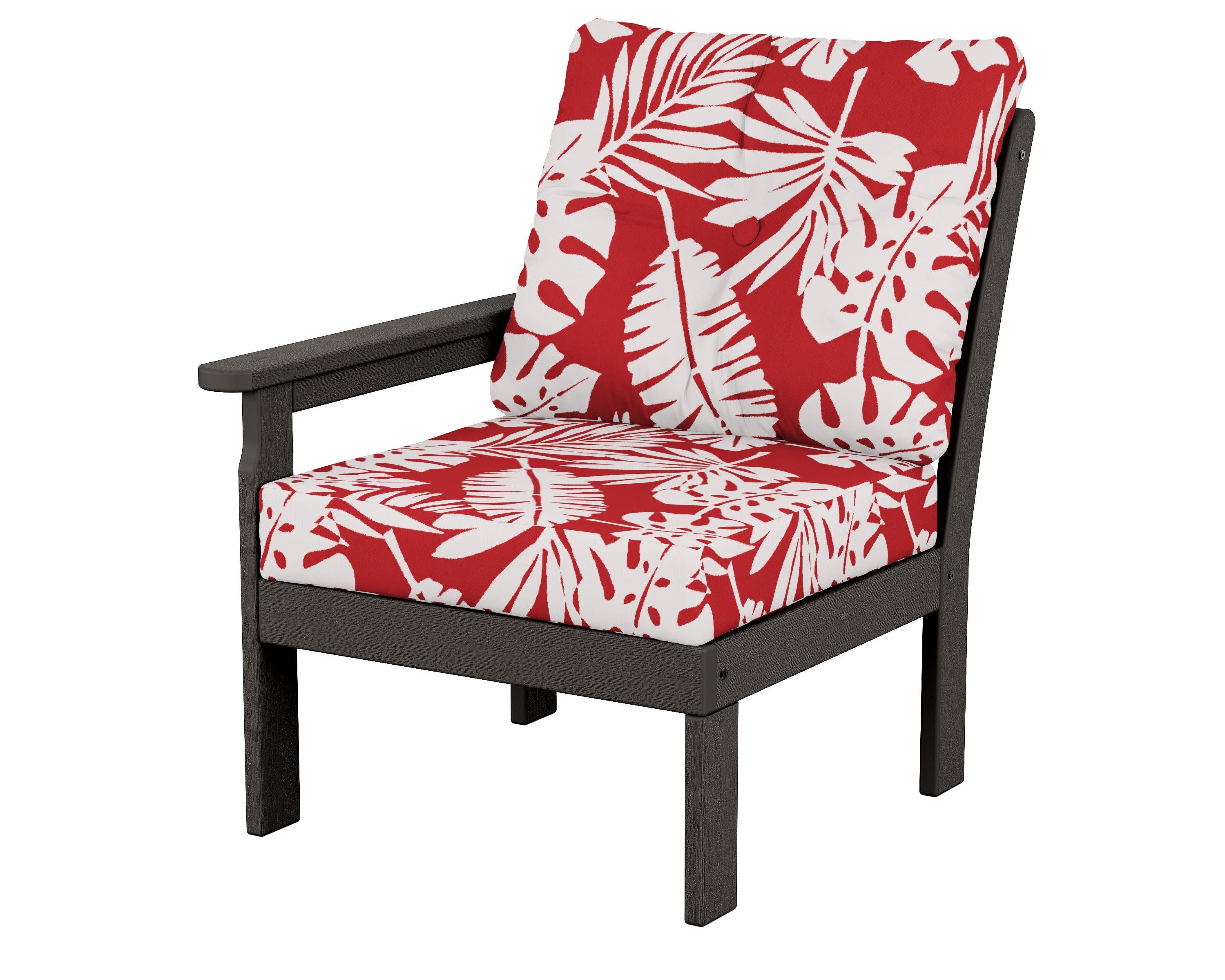 Vineyard Modular Left Arm Chair in Vintage Coffee / Leaf Crimson