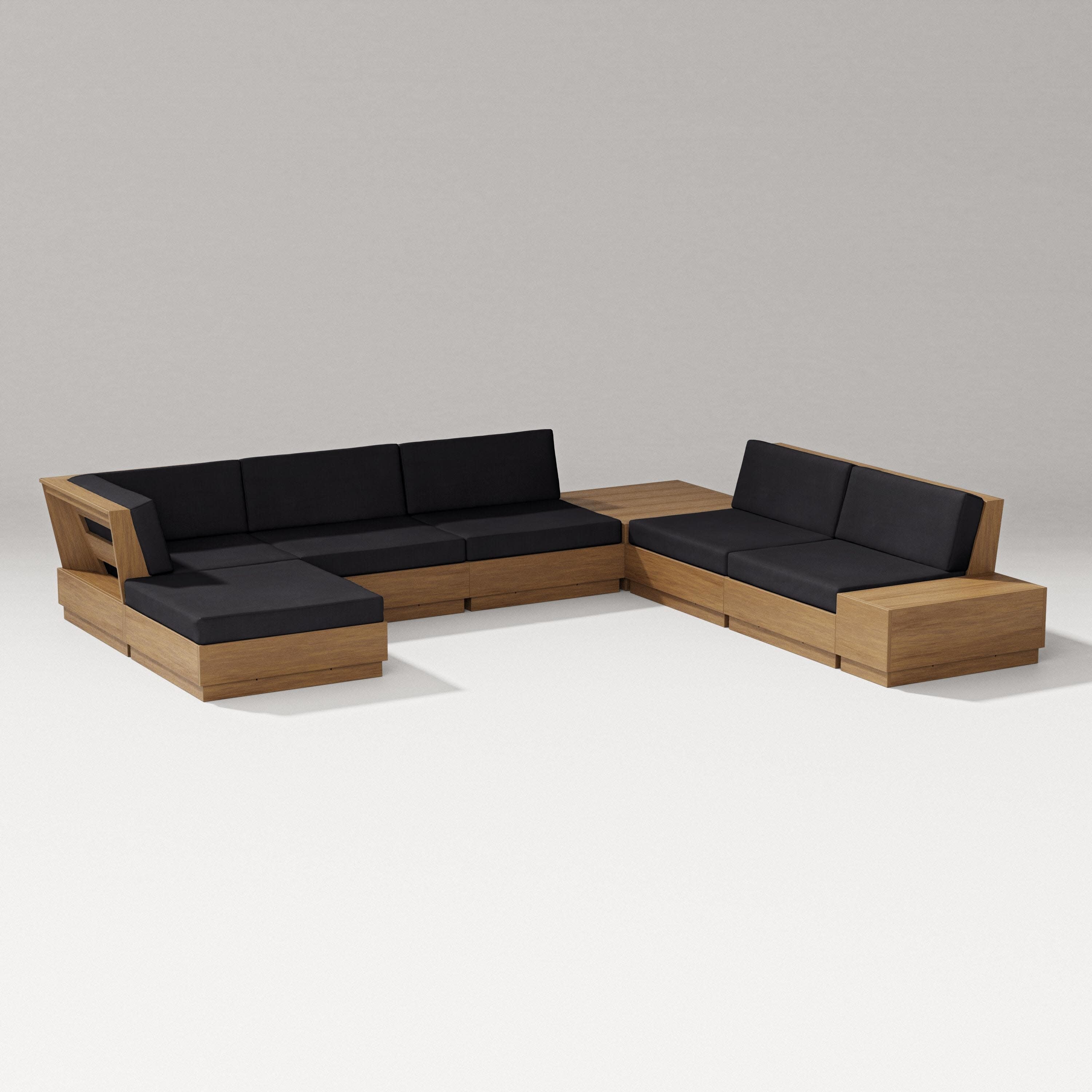 Elevate 8-Piece Corner Sectional in Natural / Midnight Linen