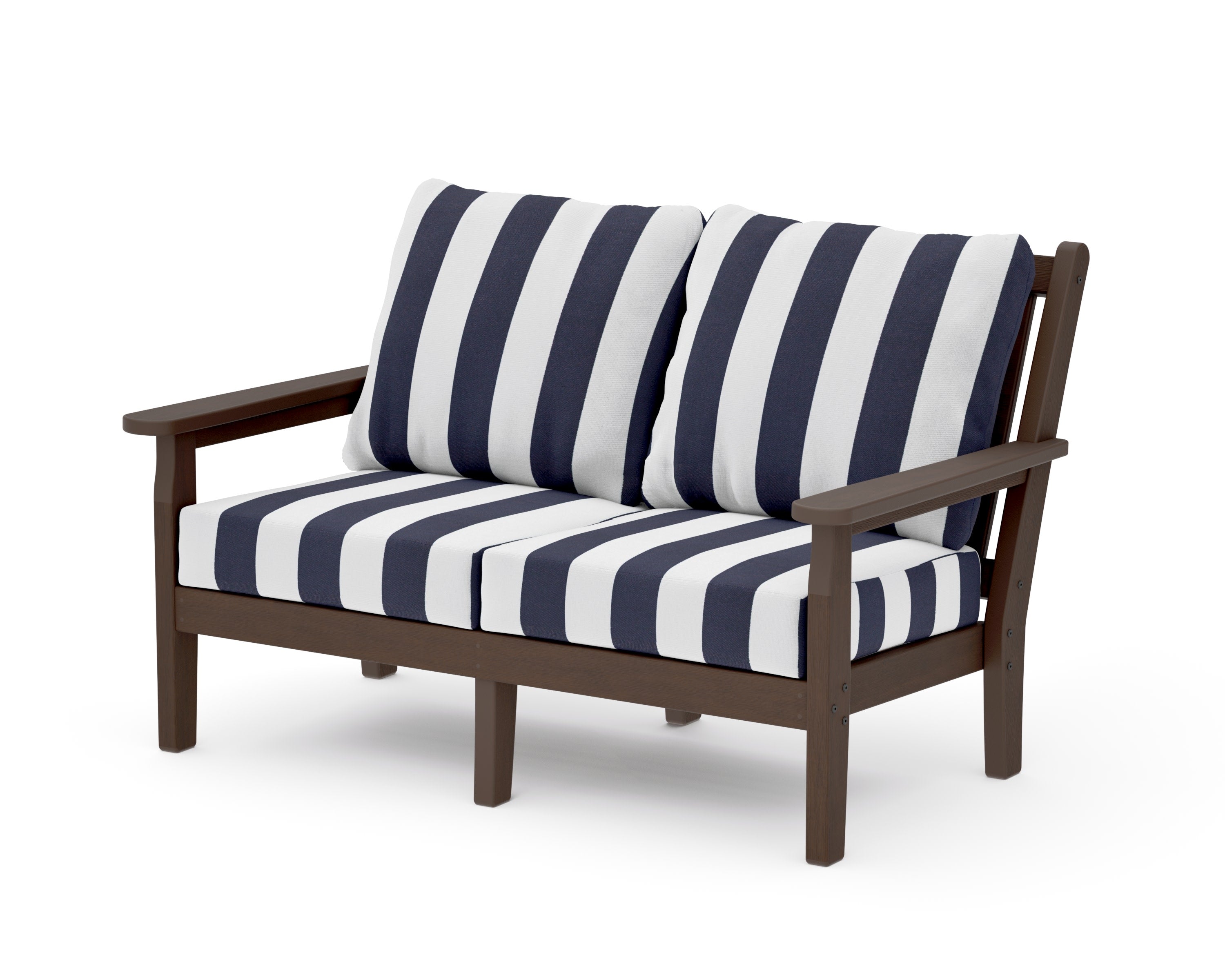 Chippendale Deep Seating Loveseat in Kona / Cabana Stripe Navy