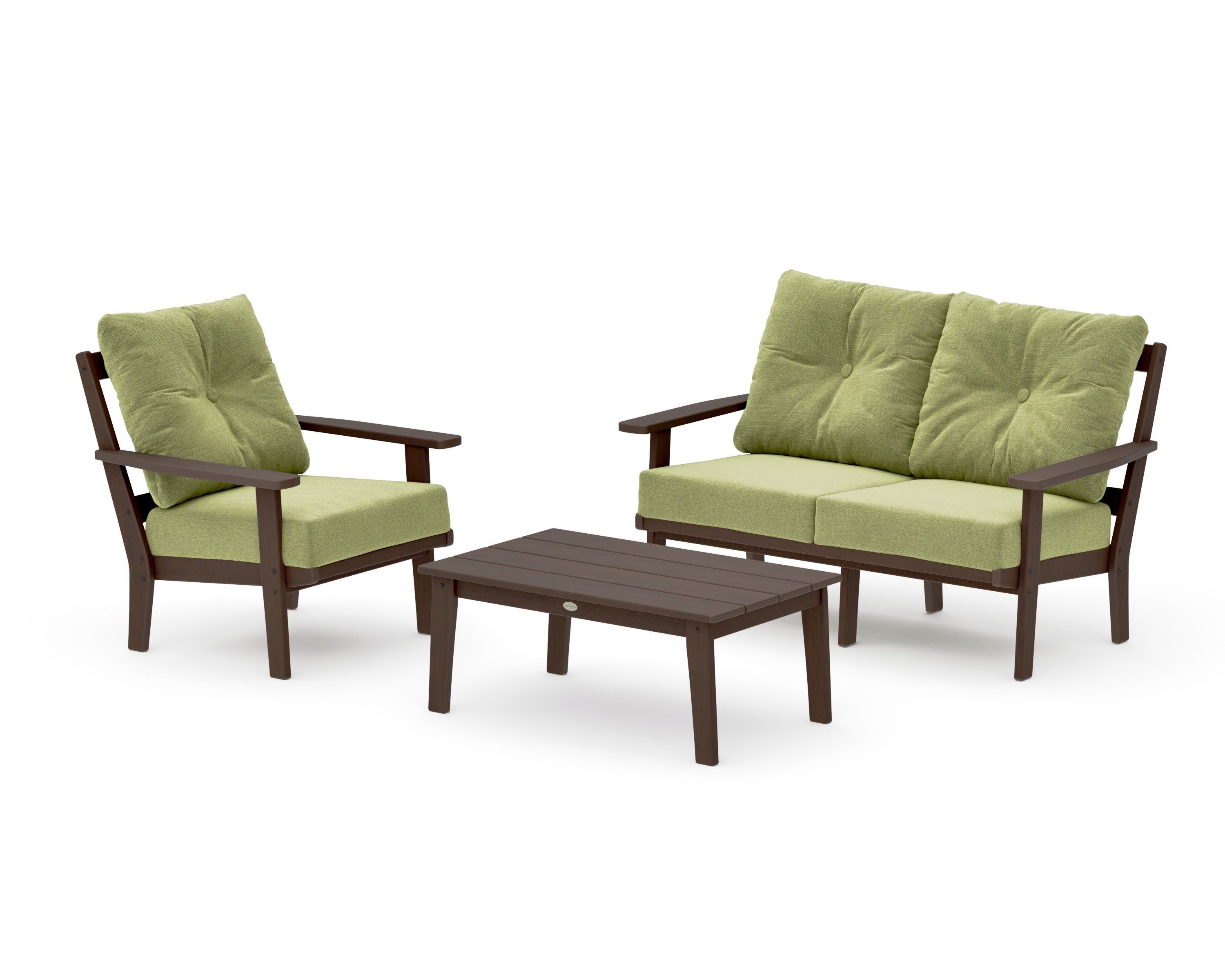 Oxford 3-Piece Deep Seating Set with Loveseat in Kona / Chartreuse Boucle