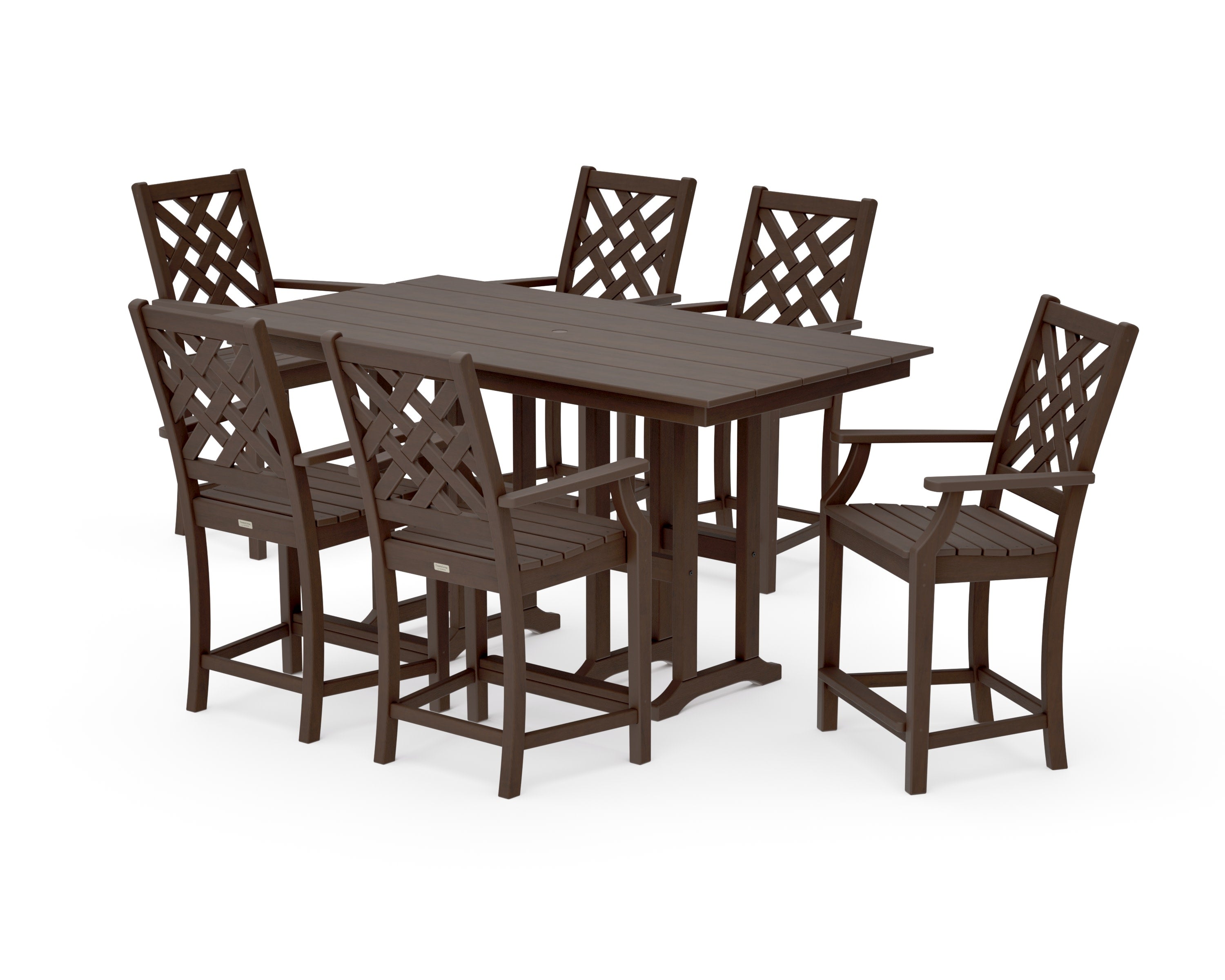 Wovendale Arm Chair 7-Piece Farmhouse Counter Set in Kona