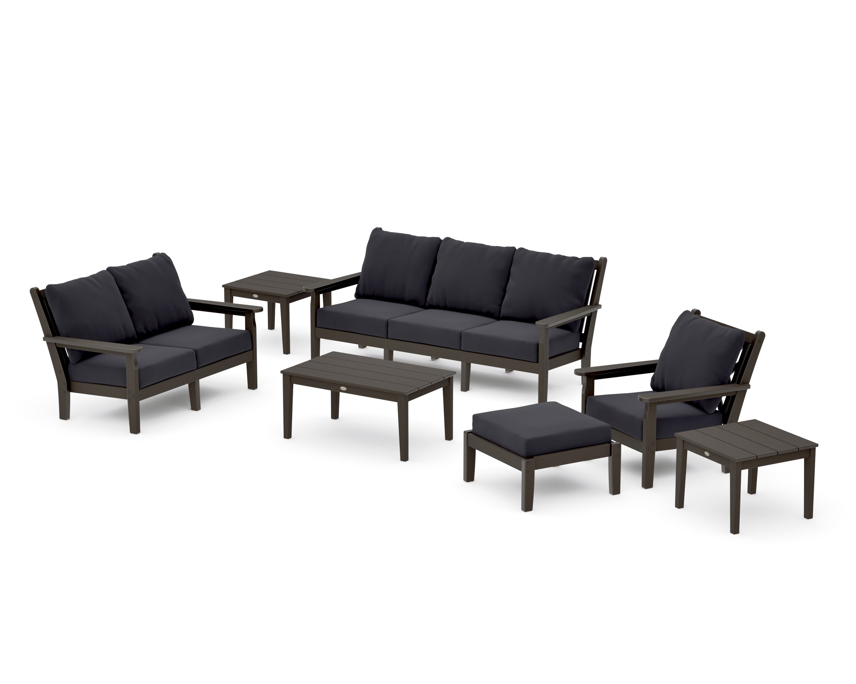 Chippendale 7-Piece Deep Seating Set in Vintage Coffee / Midnight Linen