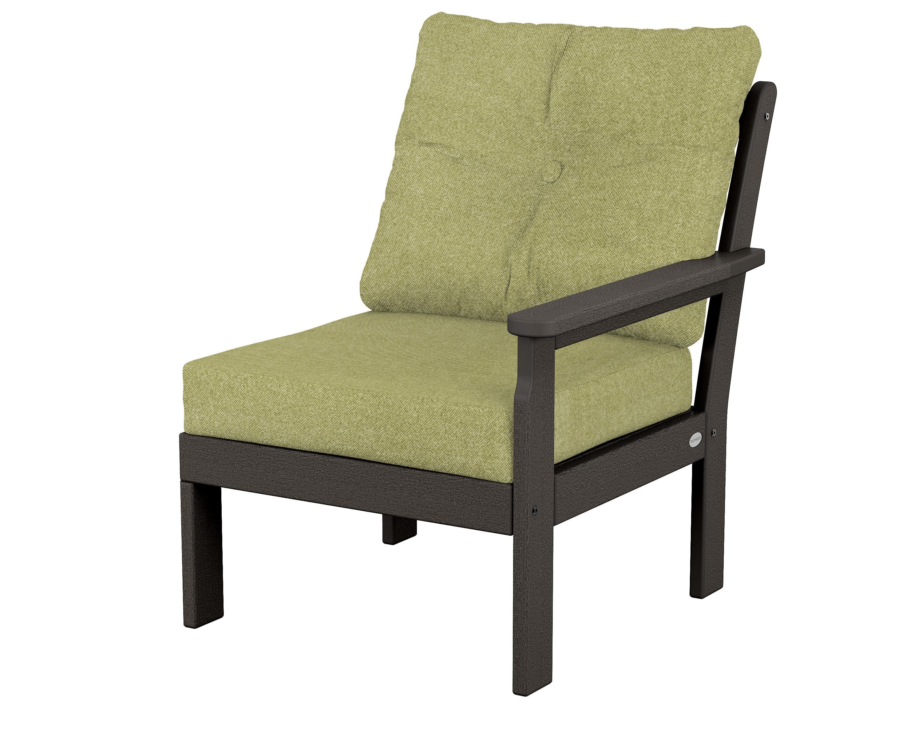 Vineyard Modular Right Arm Chair in Vintage Coffee / Chartreuse Boucle