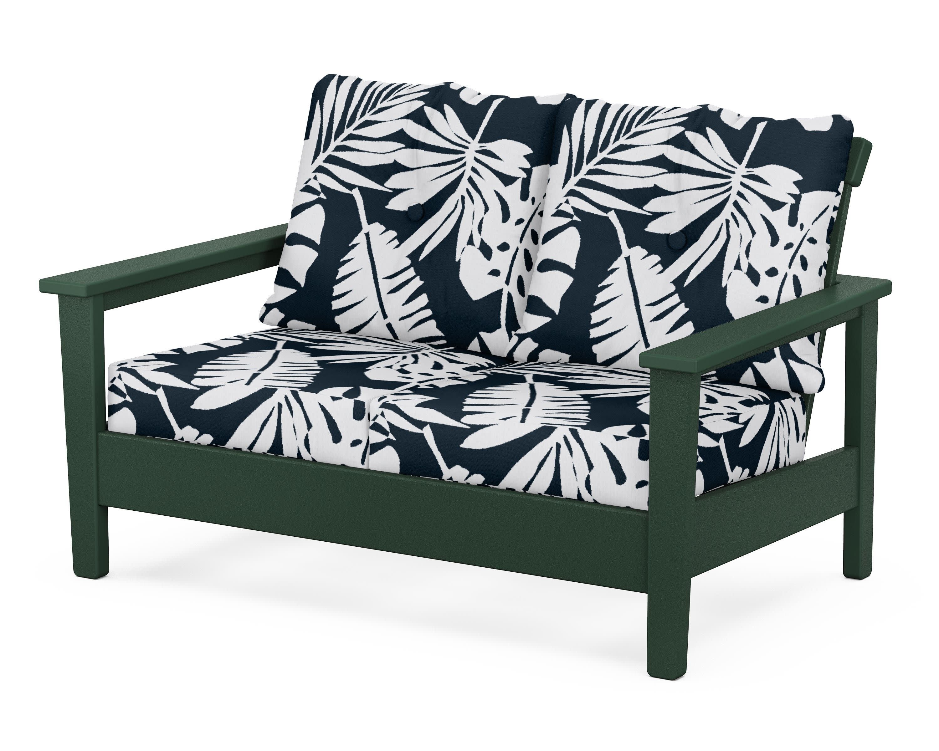 Prescott Deep Seating Loveseat in Green / Leaf Marine Indigo