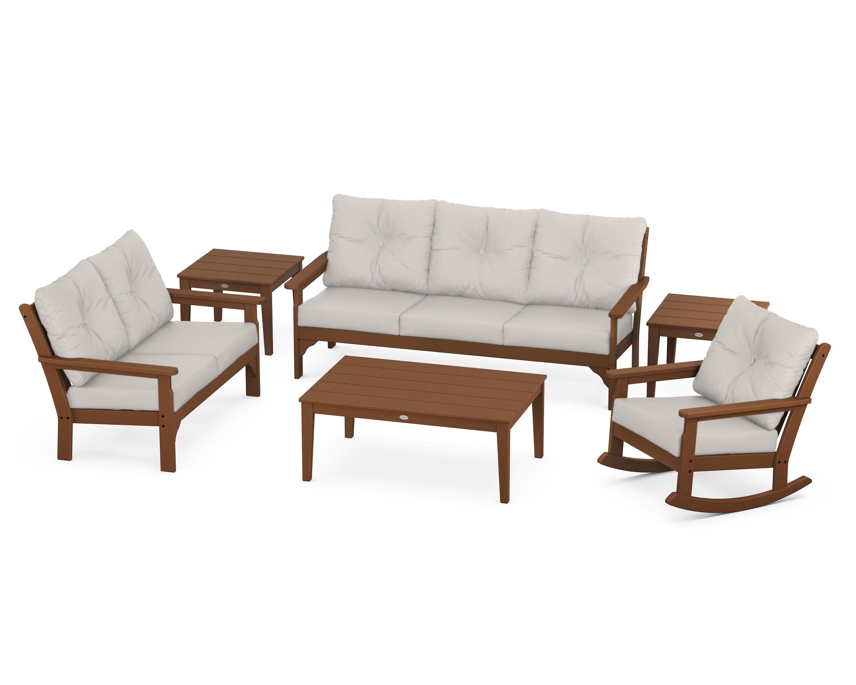 Vineyard 6-Piece Deep Seating Set in Teak / Cast Ash