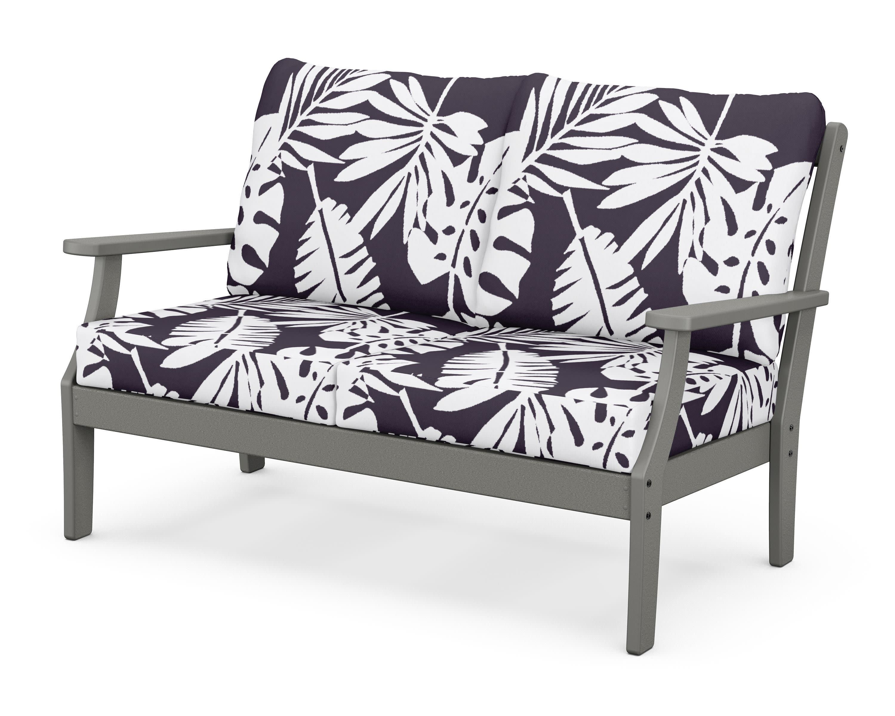 Braxton Deep Seating Loveseat in Slate Grey / Leaf Navy