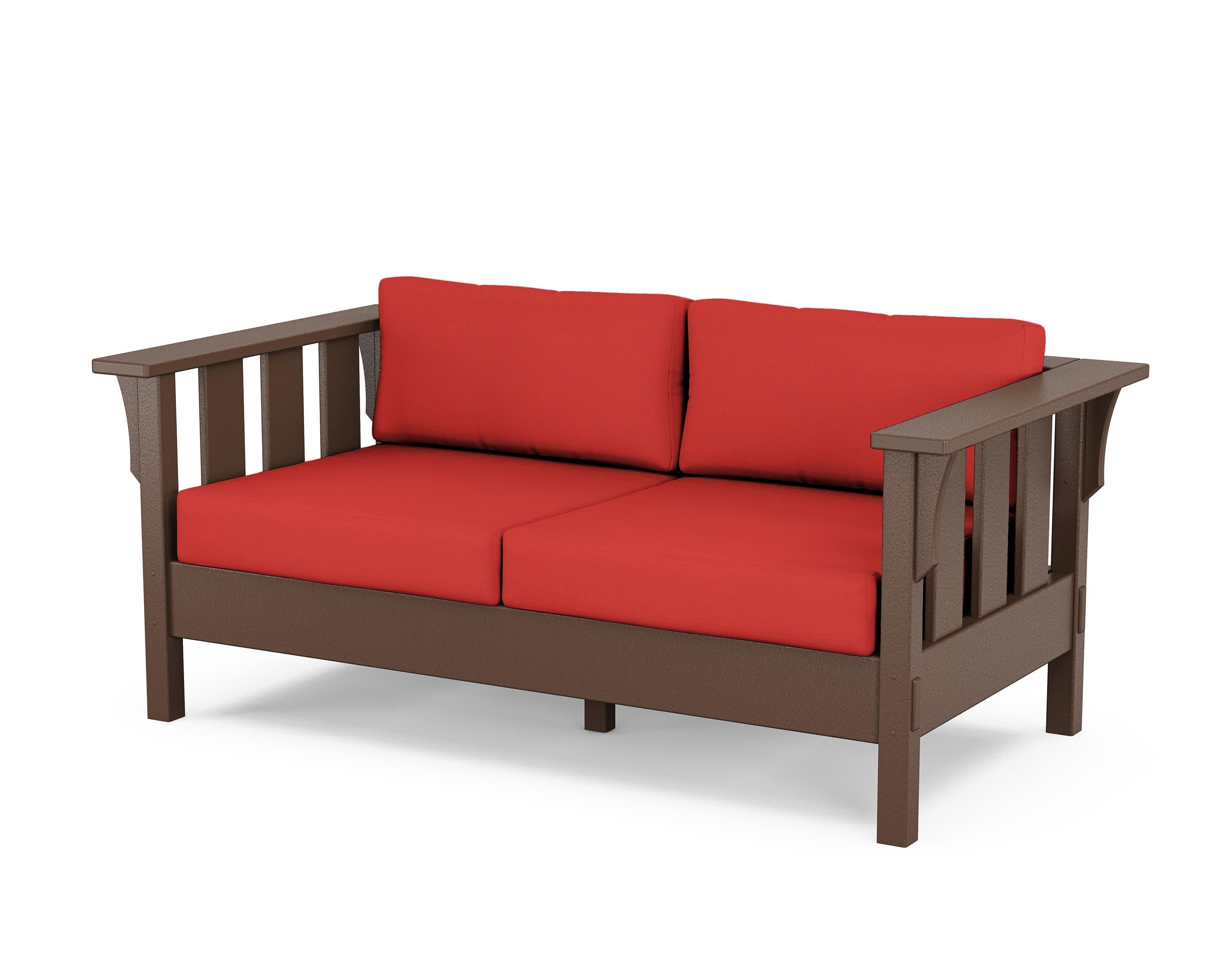 Acadia Deep Seating Loveseat in Mahogany / Crimson Linen