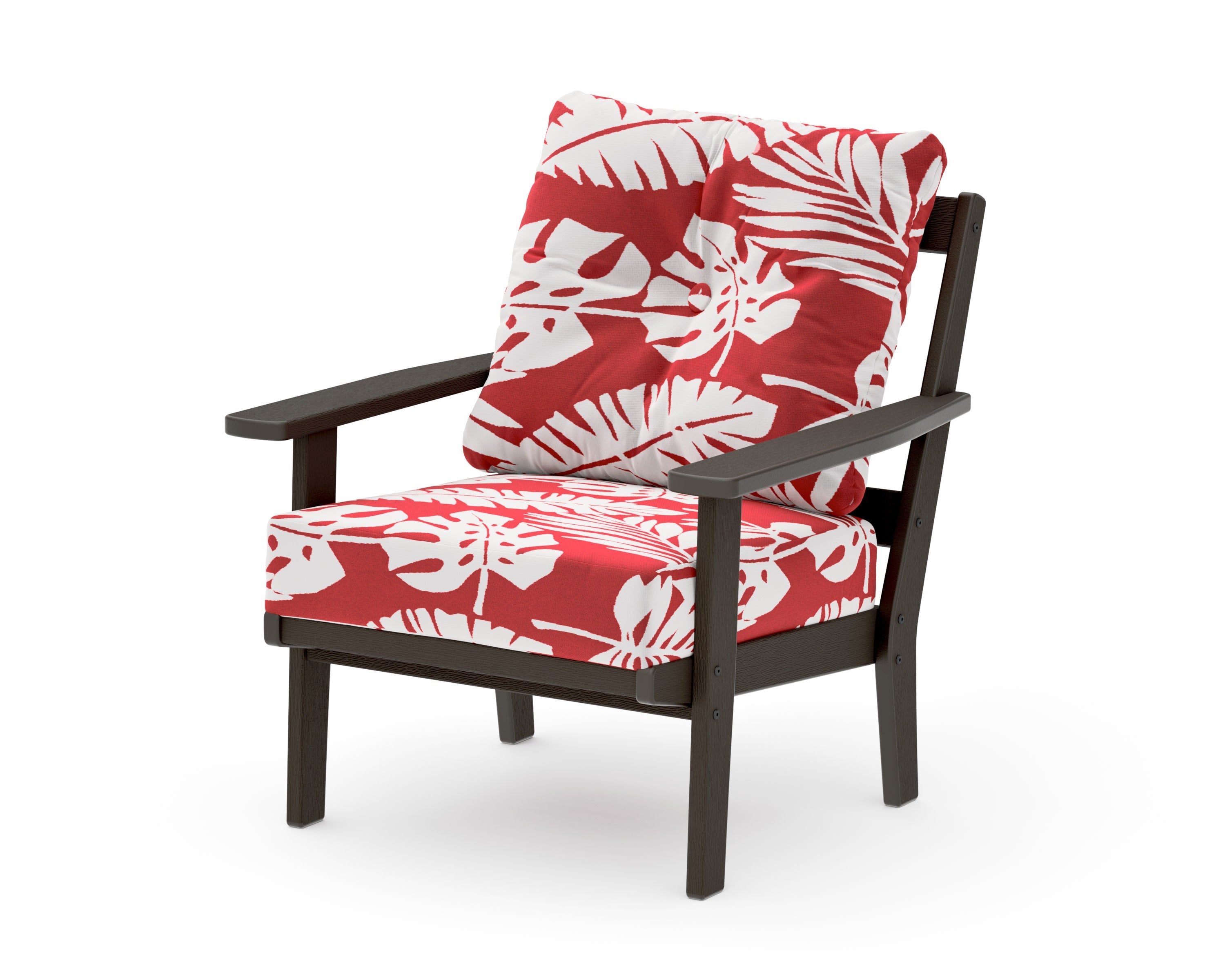 Oxford Deep Seating Chair in Vintage Coffee / Leaf Crimson