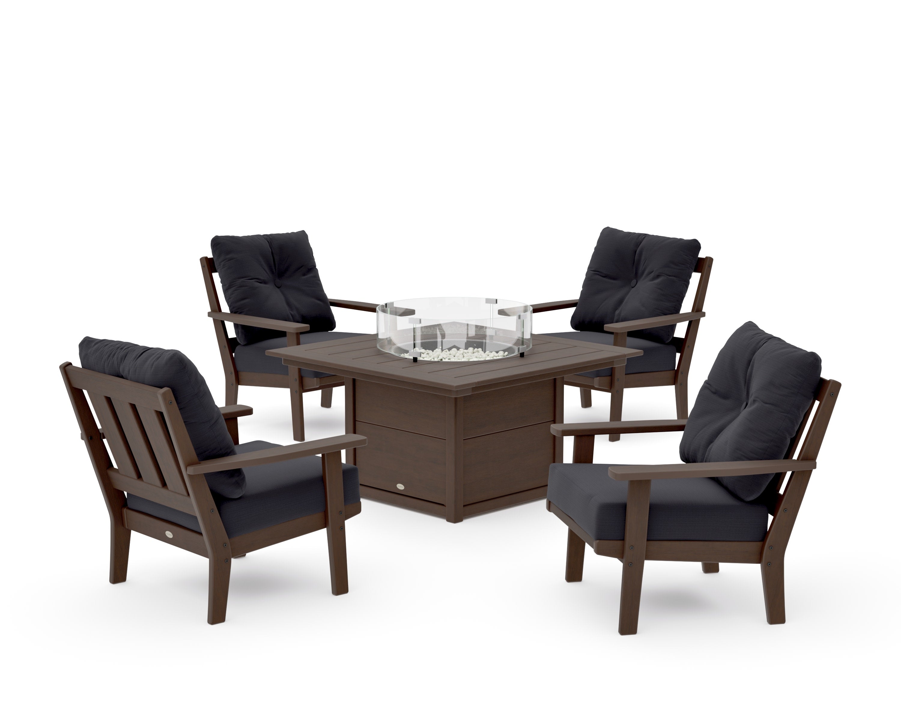 Oxford 5-Piece Deep Seating Set with Fire Pit Table in Kona / Midnight Linen
