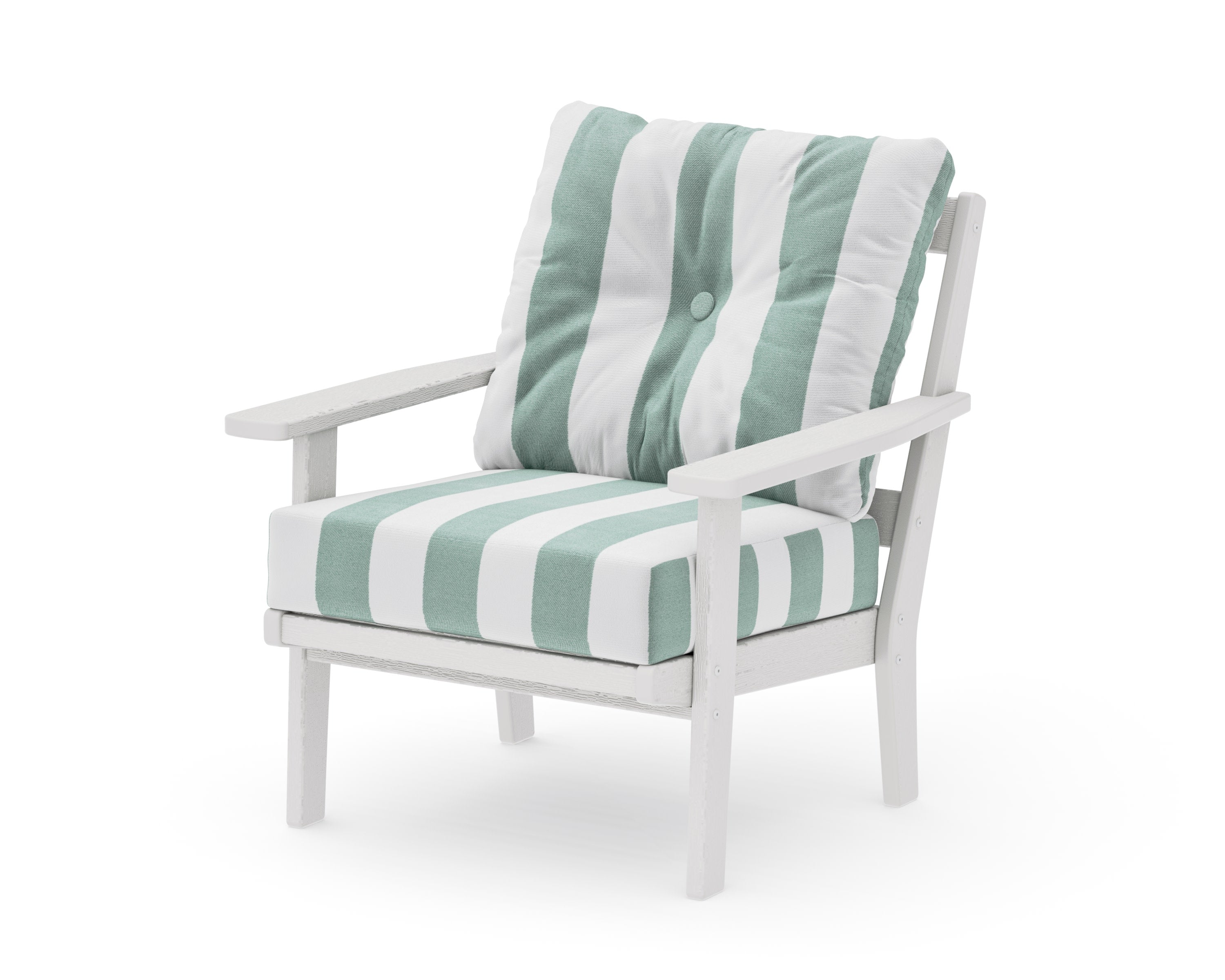 Prairie Deep Seating Chair in Vintage White / Cabana Stripe Glacier Spa