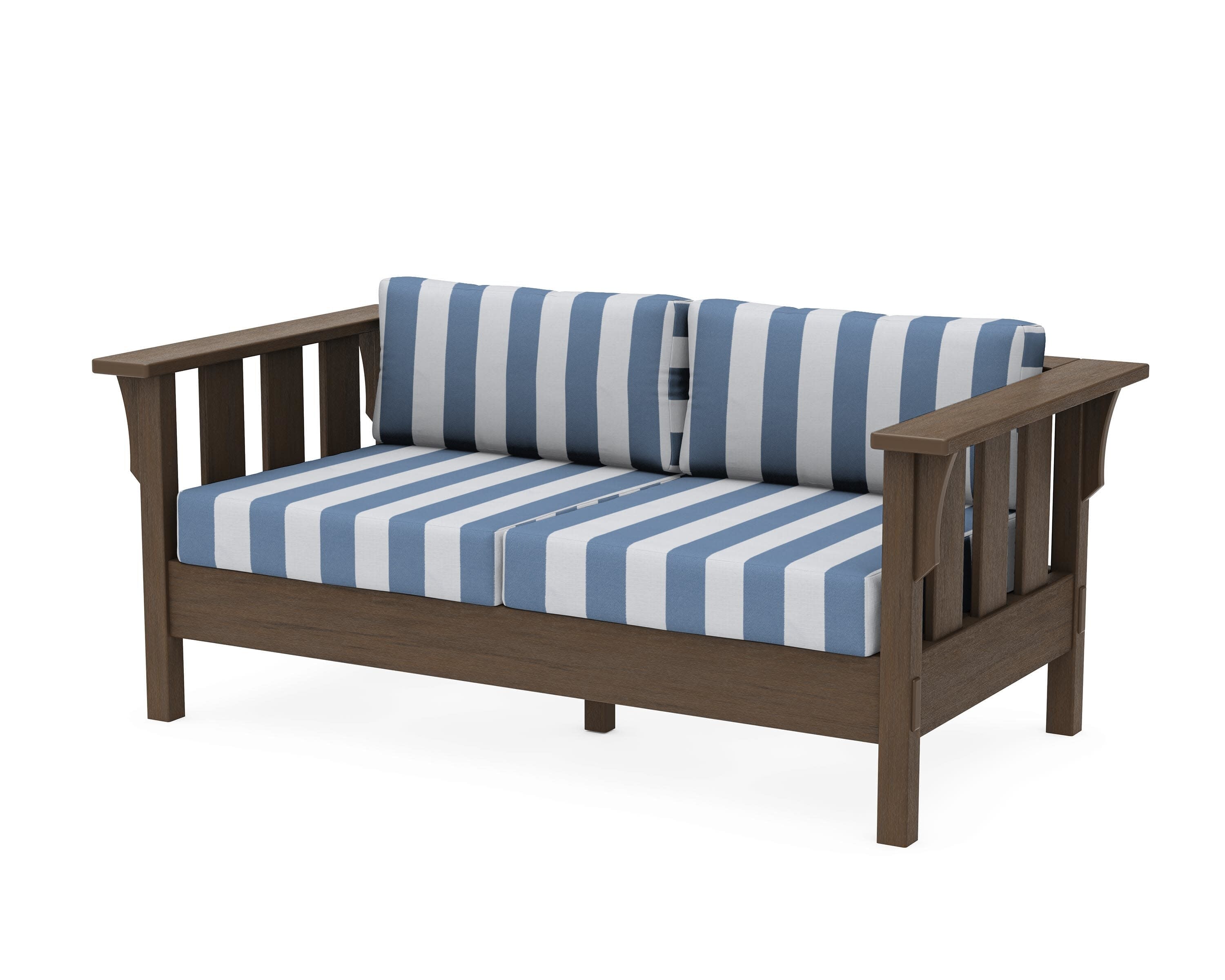 Acadia Deep Seating Loveseat in Kona / Cabana Stripe Sky Blue