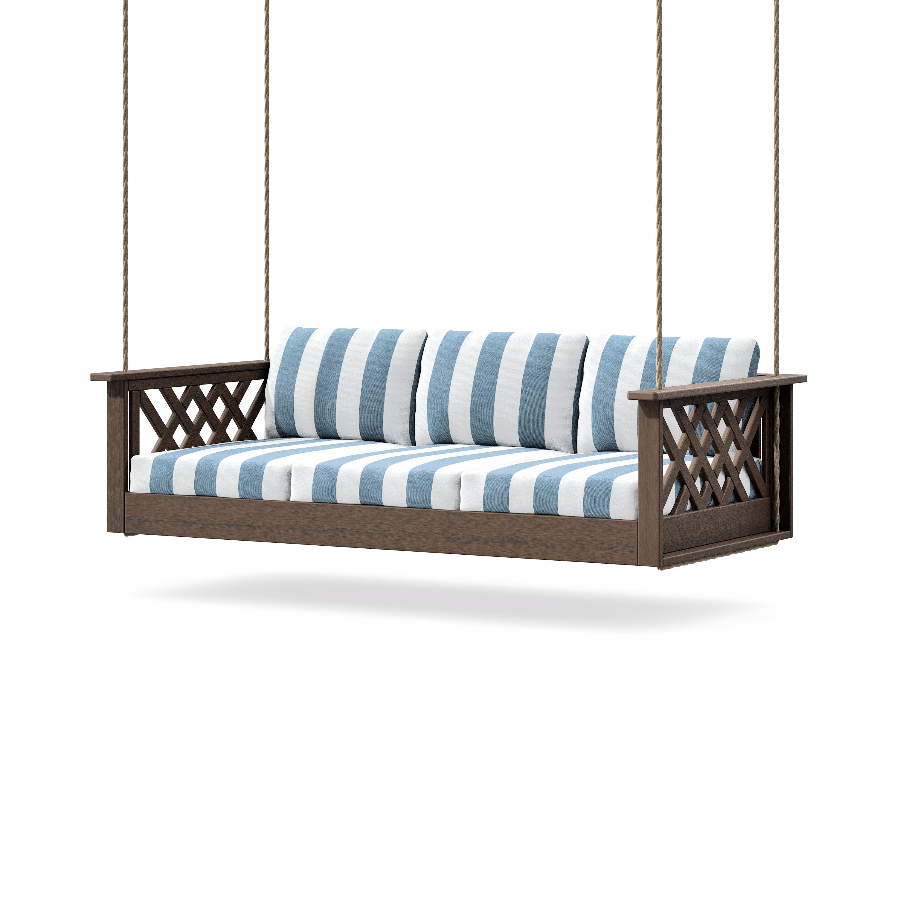 Wovendale Daybed Swing in Kona / Cabana Stripe Sky Blue