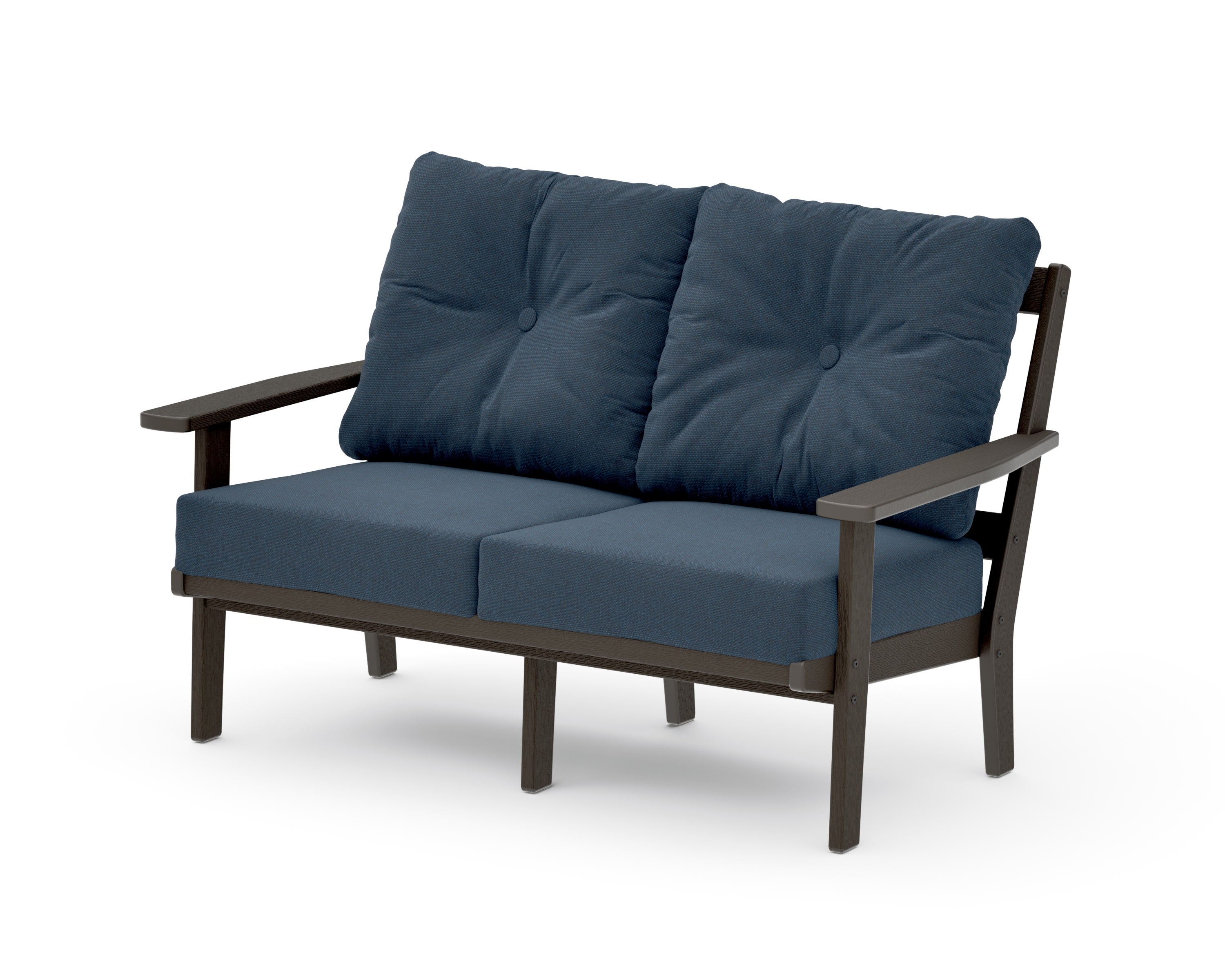 Oxford Deep SeatingLoveseat in Vintage Coffee / Marine Indigo