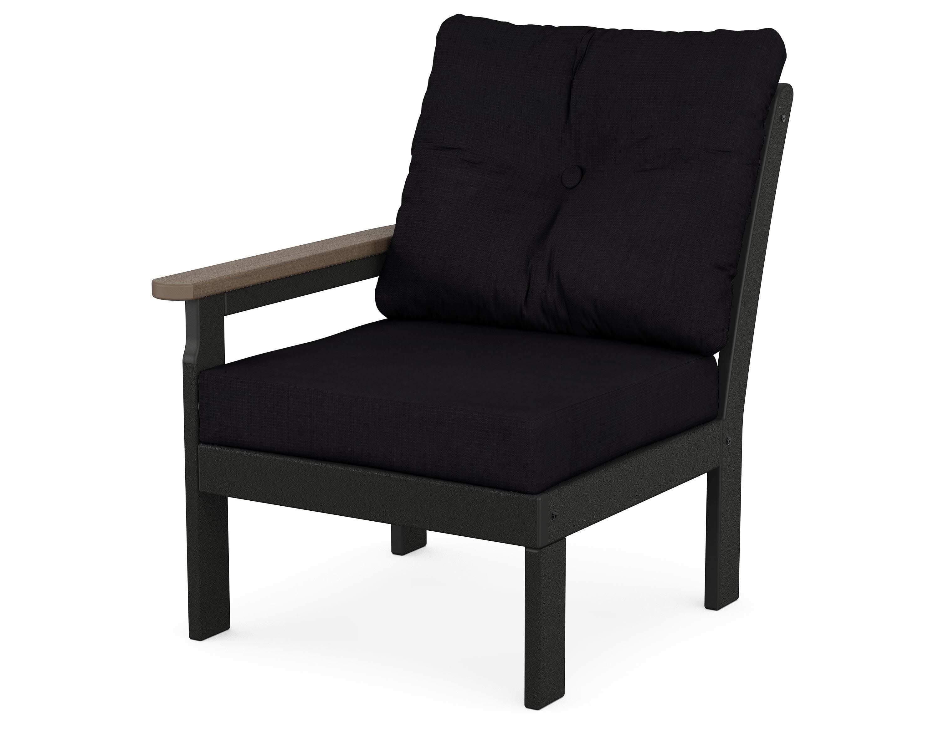 Vineyard Modular Left Arm Chair in Black / Kona / Midnight Linen