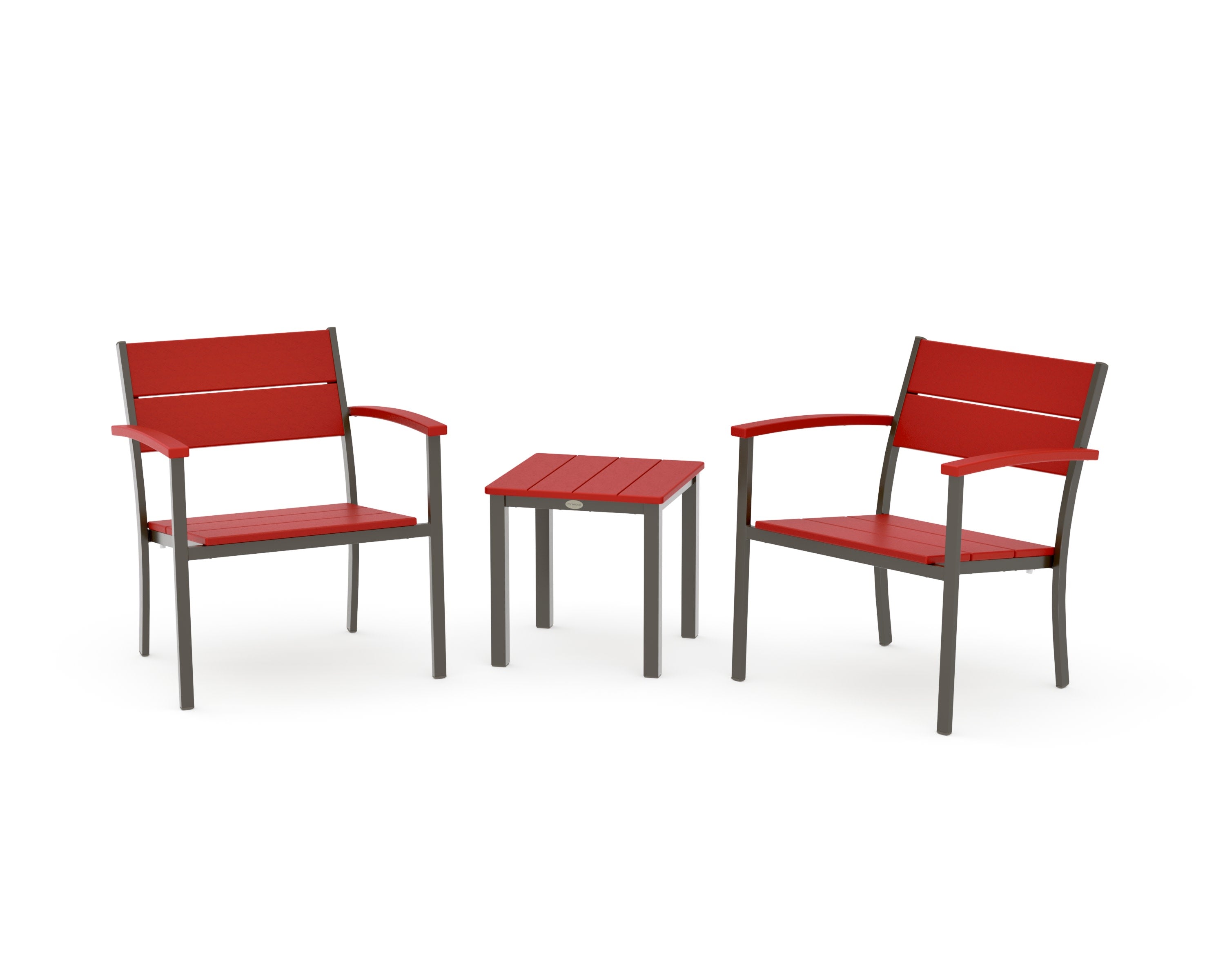 Main Street 3-Piece Lounge Chair Set in Bronze / Sunset Red