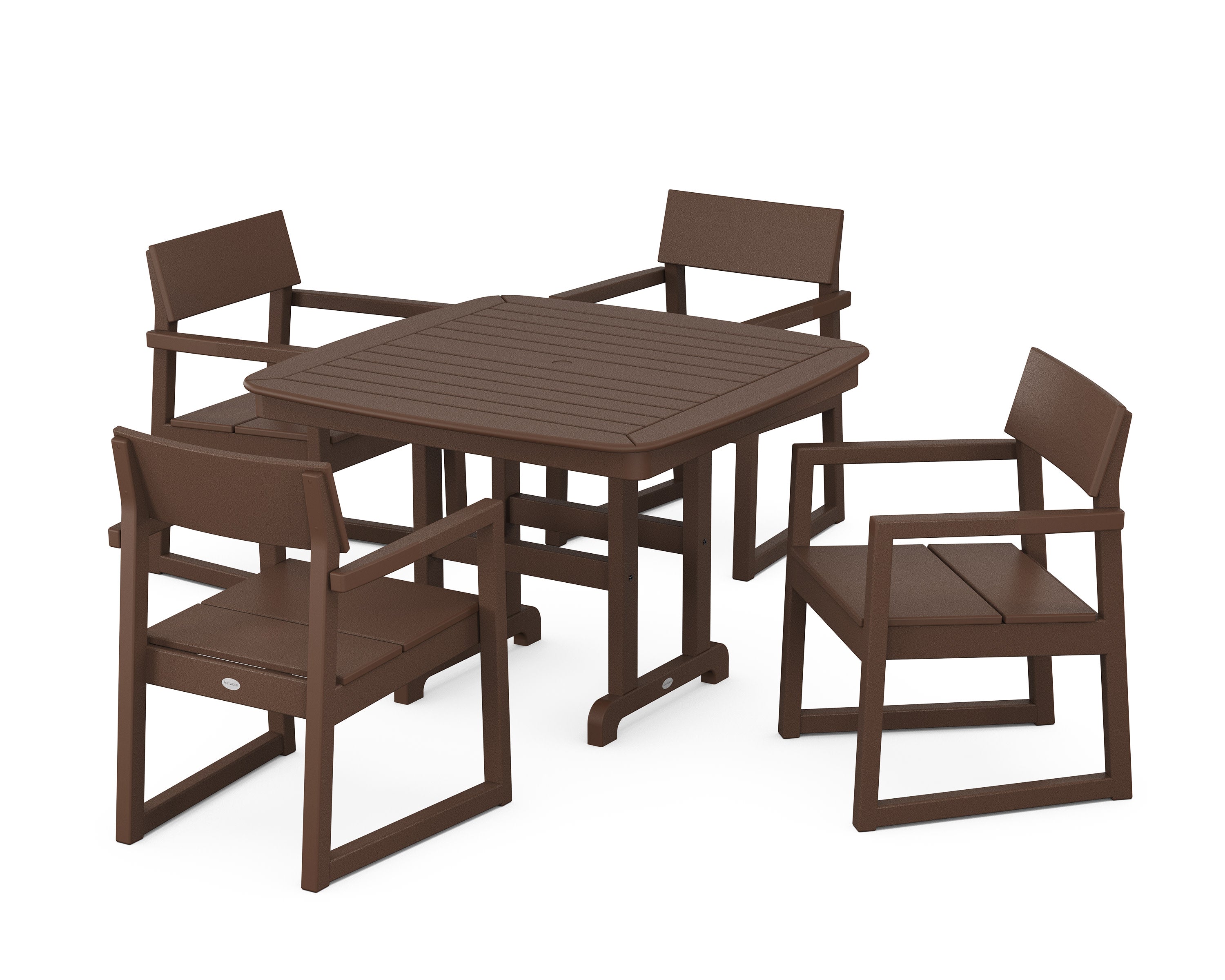 EDGE 5-Piece Dining Set with Trestle Legs in Mahogany