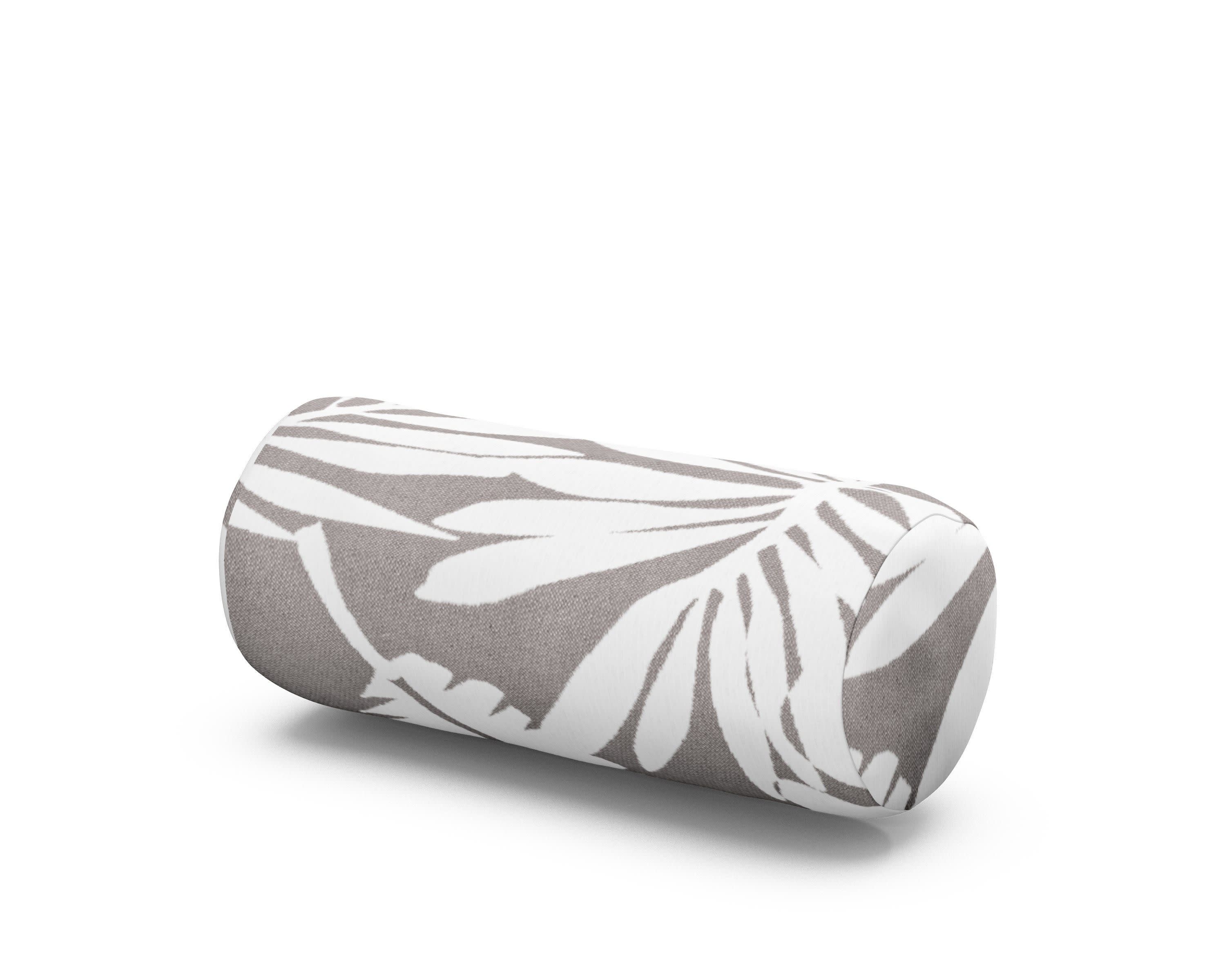 Outdoor Bolster Pillow in Leaf Grey Mist