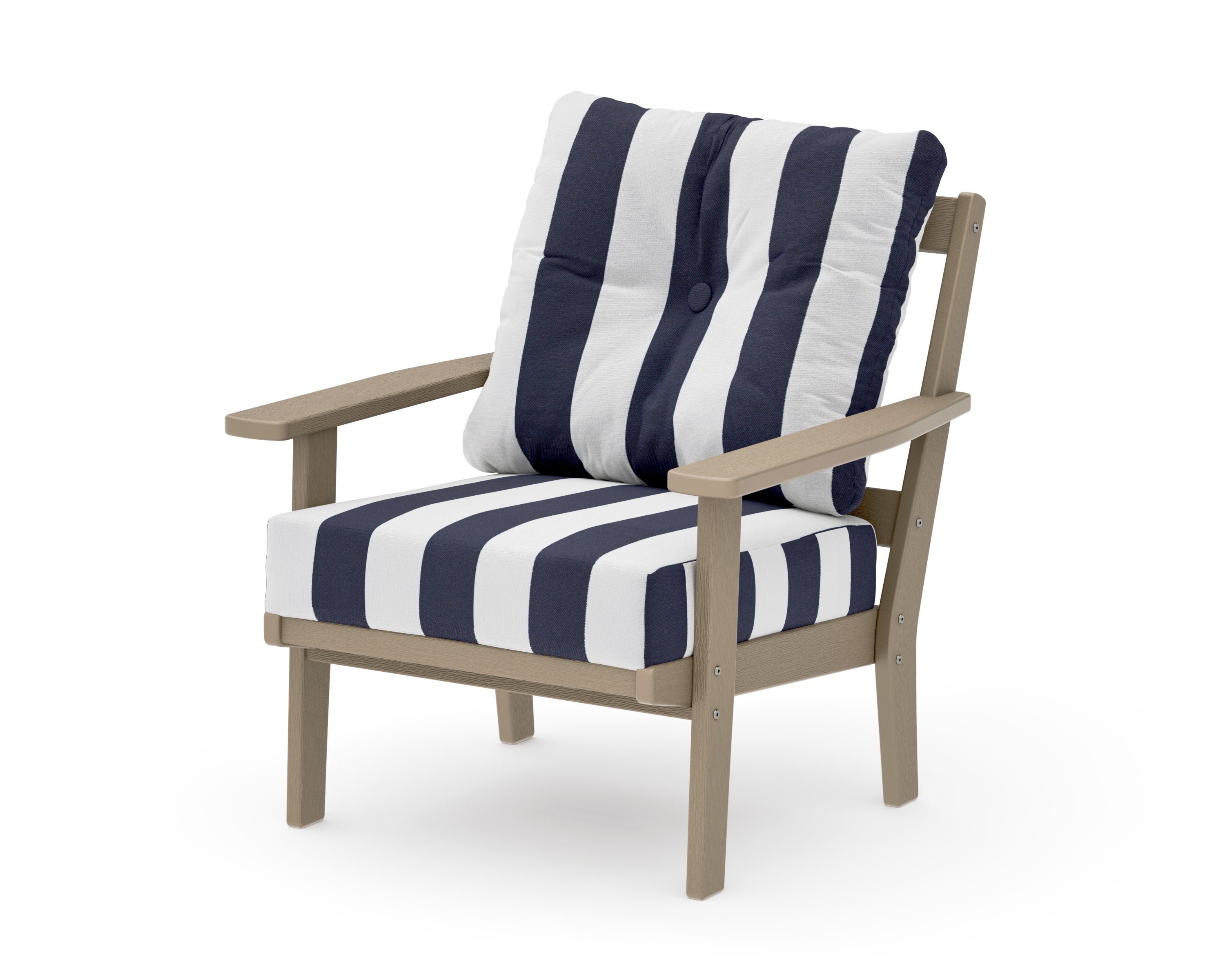 Oxford Deep Seating Chair in Vintage Sahara / Cabana Stripe Navy