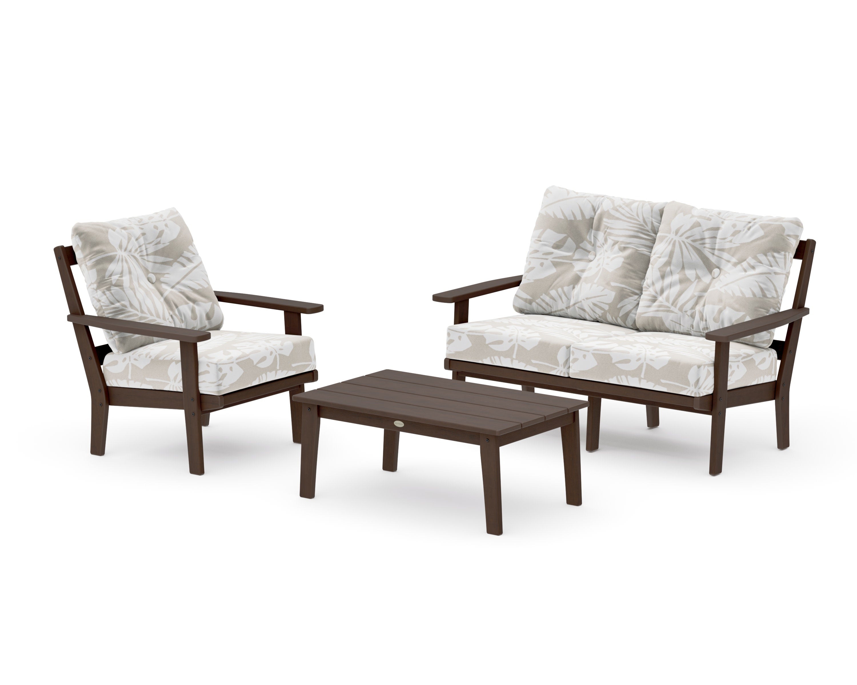 Prairie 3-Piece Deep Seating Set with Loveseat in Kona / Leaf Dune Burlap