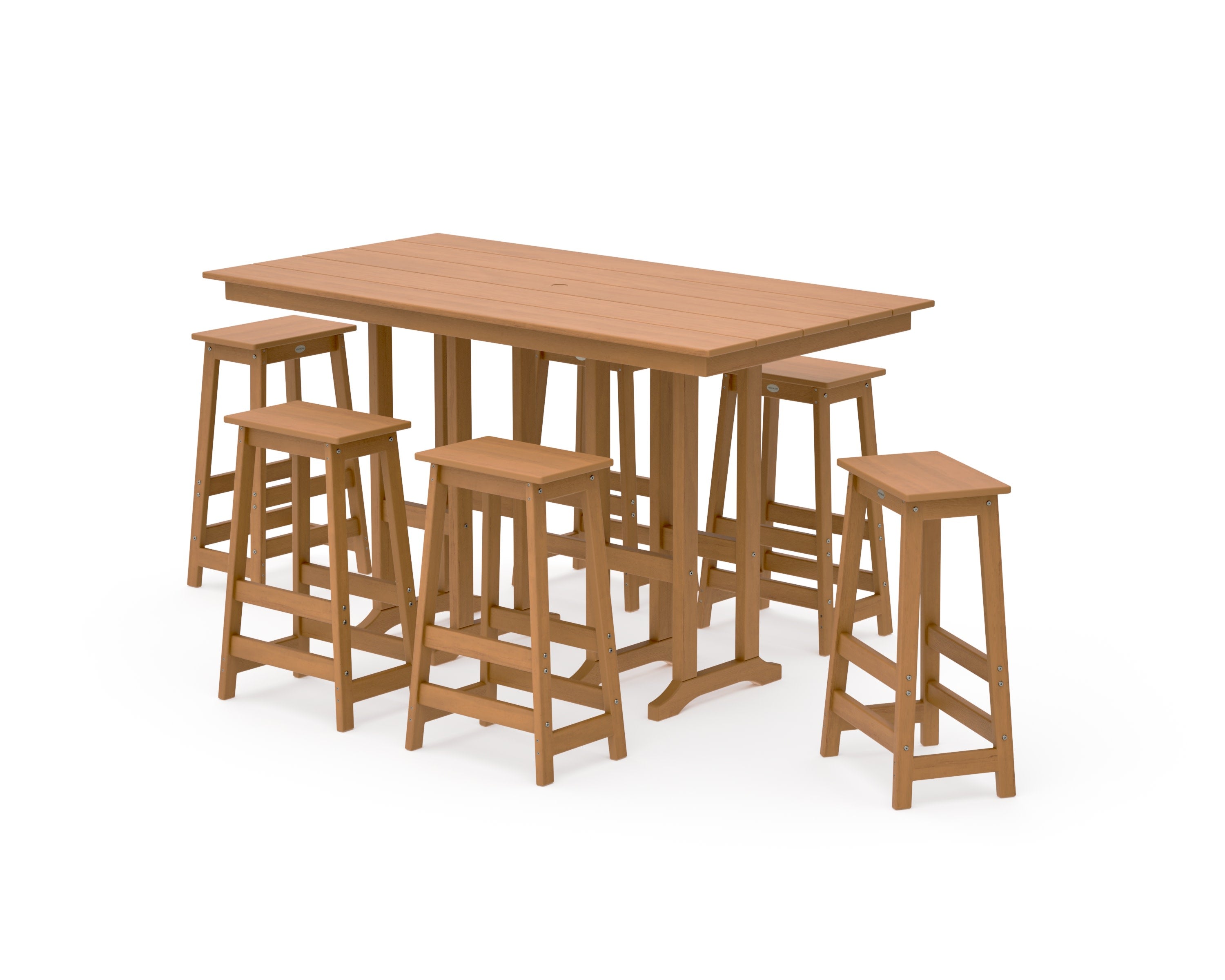 Modern Studio Bar Stool 7-Piece Set in Natural