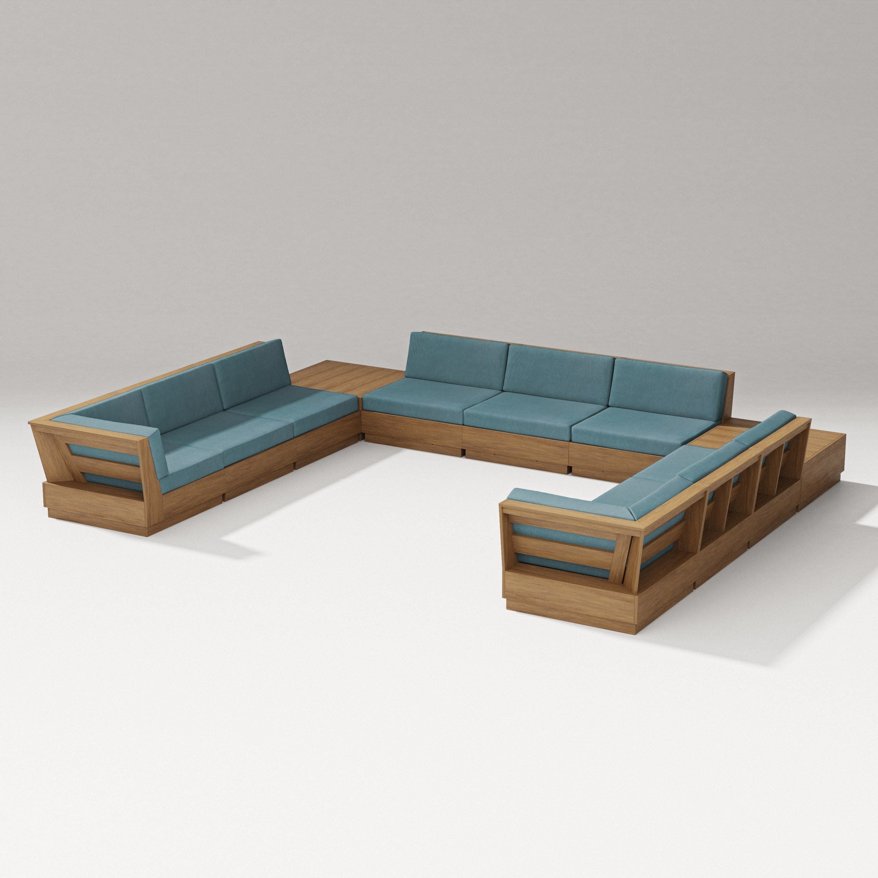 Elevate 11-Piece U-Shaped Sofa Sectional in Natural / Ocean Teal