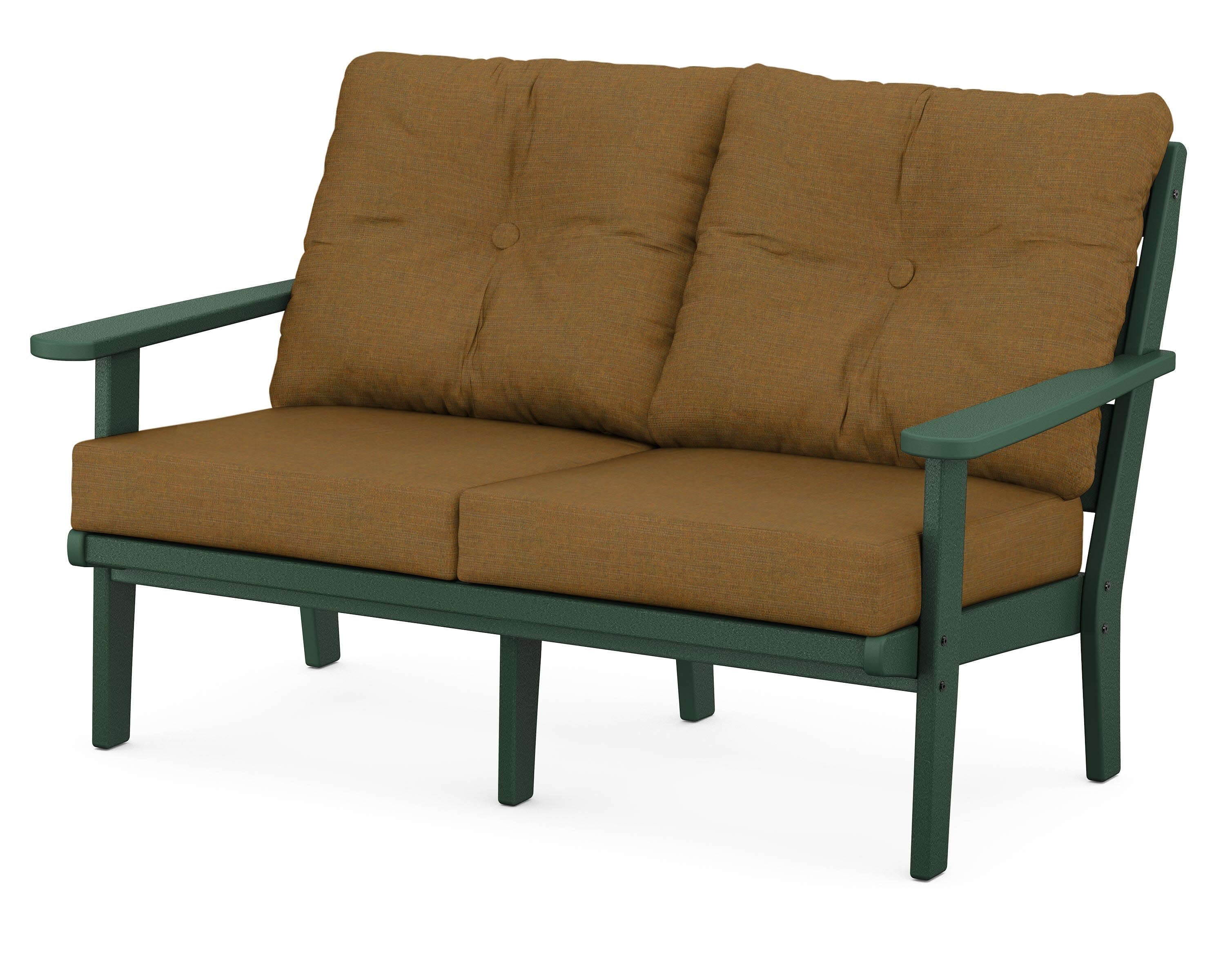 Lakeside Deep Seating Loveseat in Green / Exhale Teak