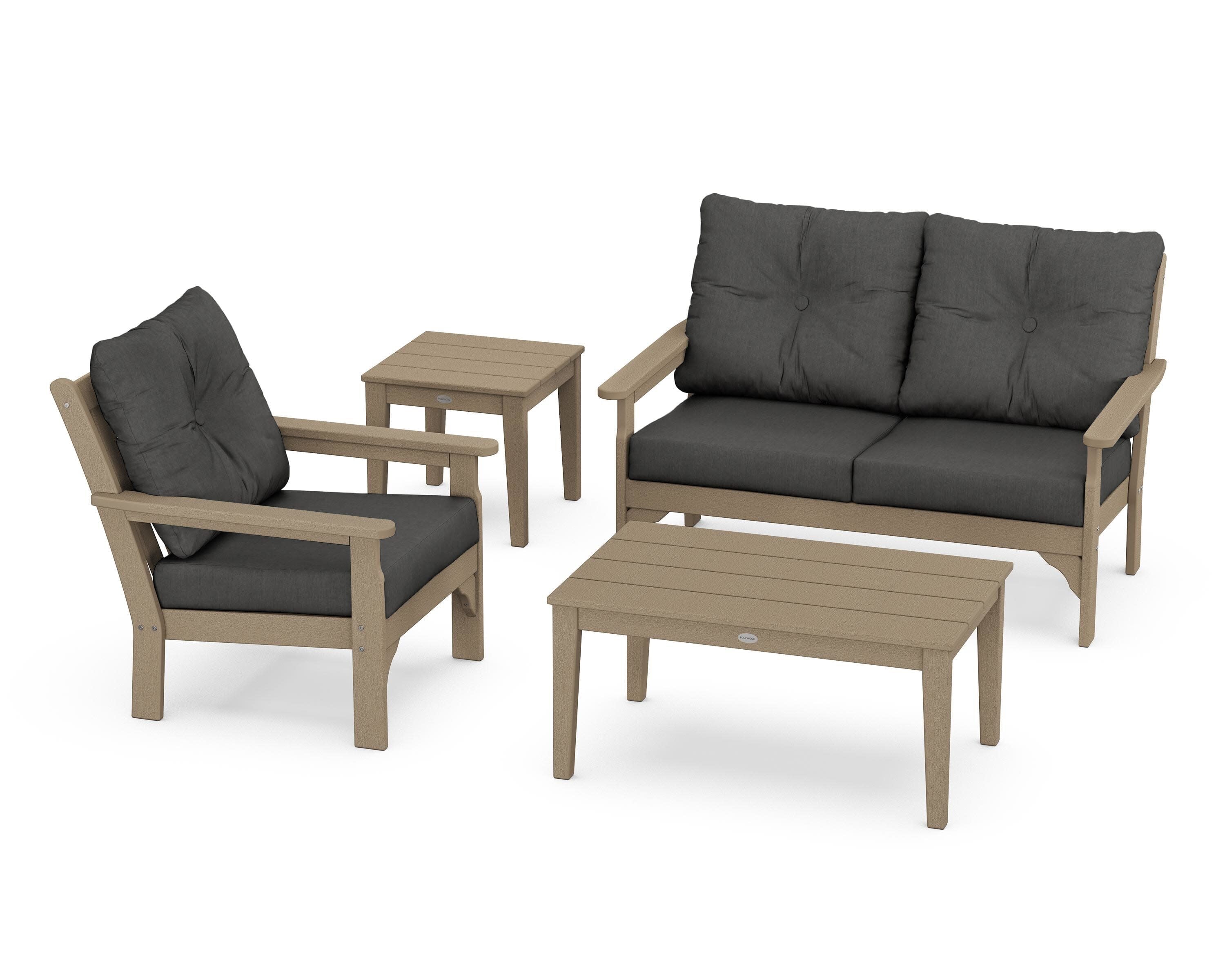 Vineyard 4-Piece Deep Seating Set in Vintage Sahara / Spectrum Carbon
