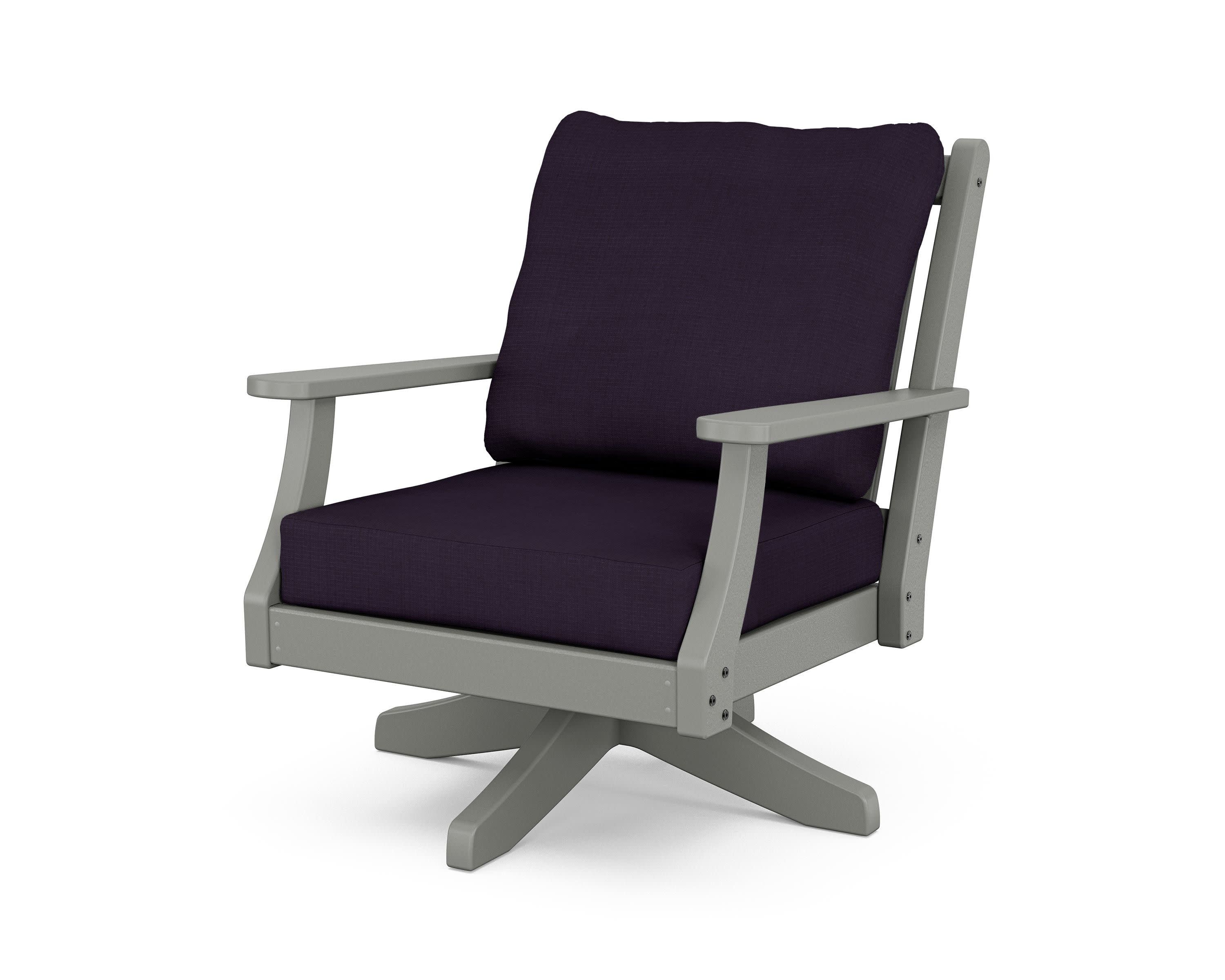 Wovendale Deep Seating Swivel Chair in Slate Grey / Navy Linen