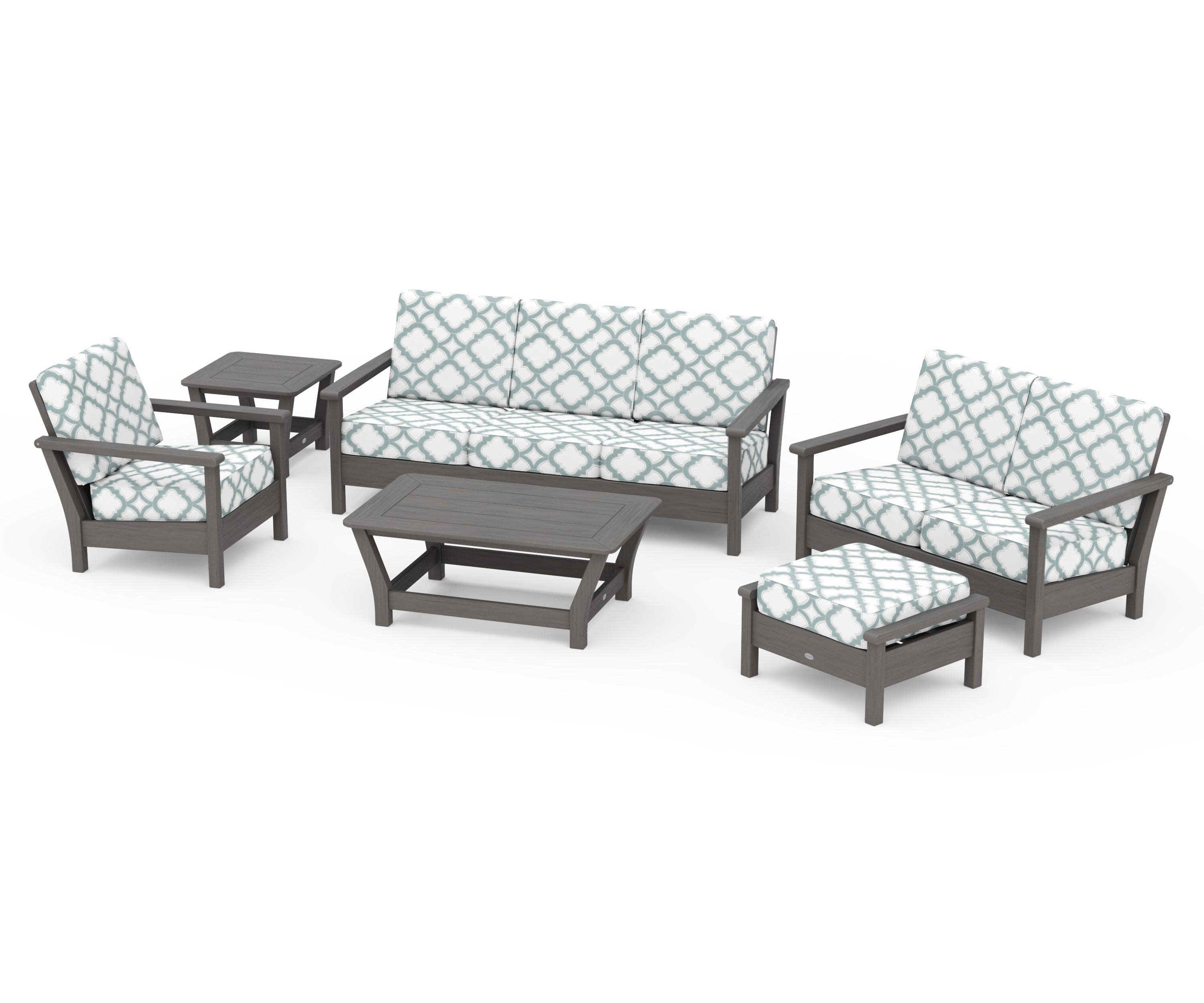 Harbour 6-Piece Outdoor Living Set in Driftwood / Trellis Glacier Spa