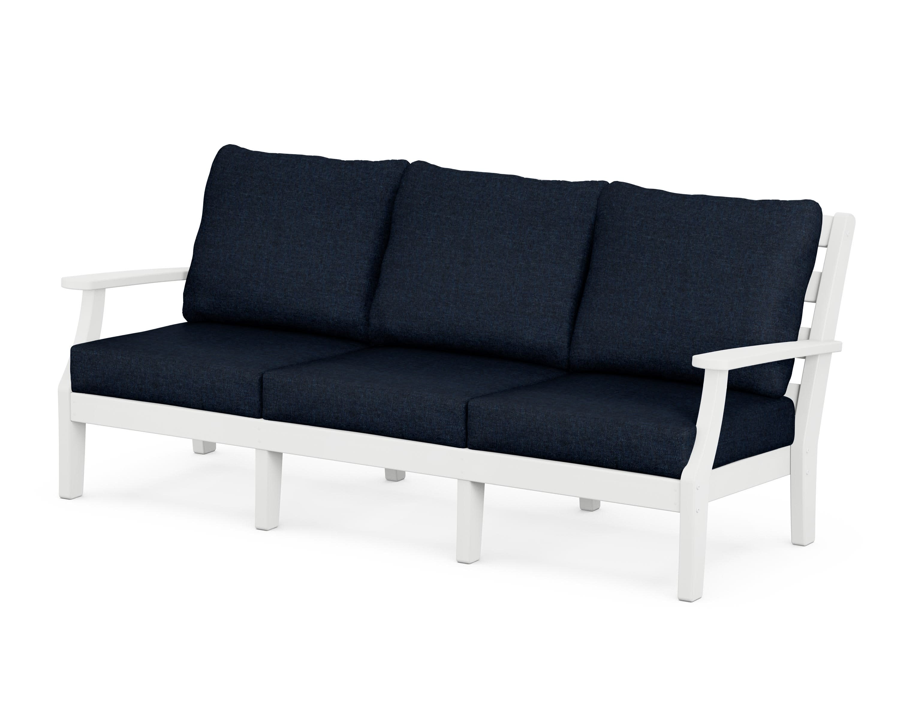 Chesapeake Deep Seating Sofa in White / Marine Indigo