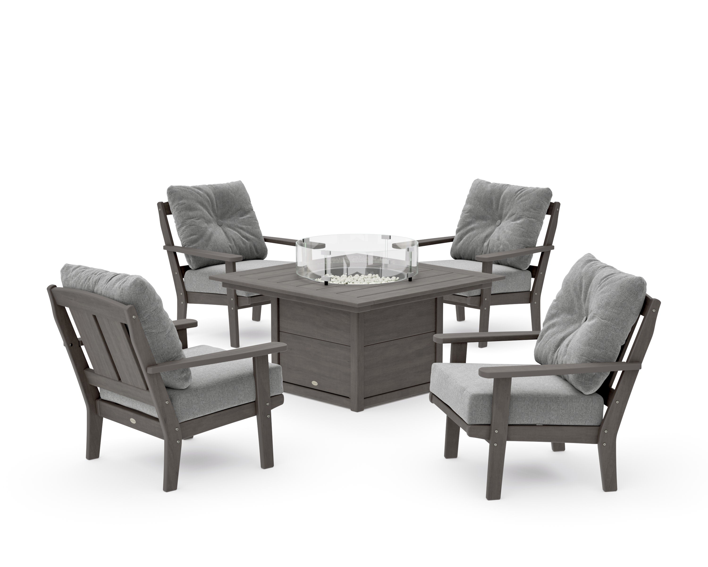 Mission 5-Piece Deep Seating Set with Fire Pit Table in Driftwood / Grey Mist