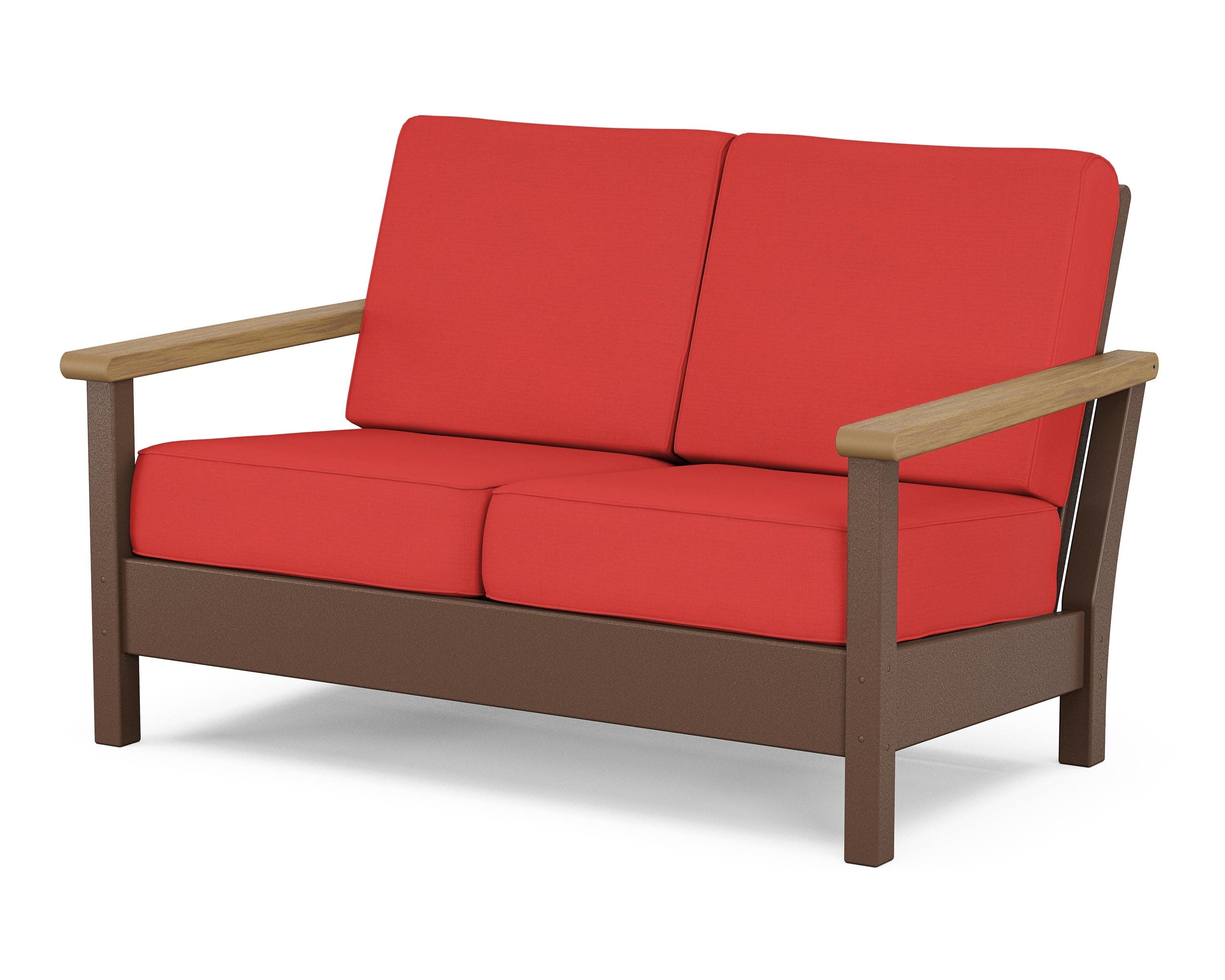 Harbour Deep Seating Loveseat in Mahogany / Natural / Crimson Linen