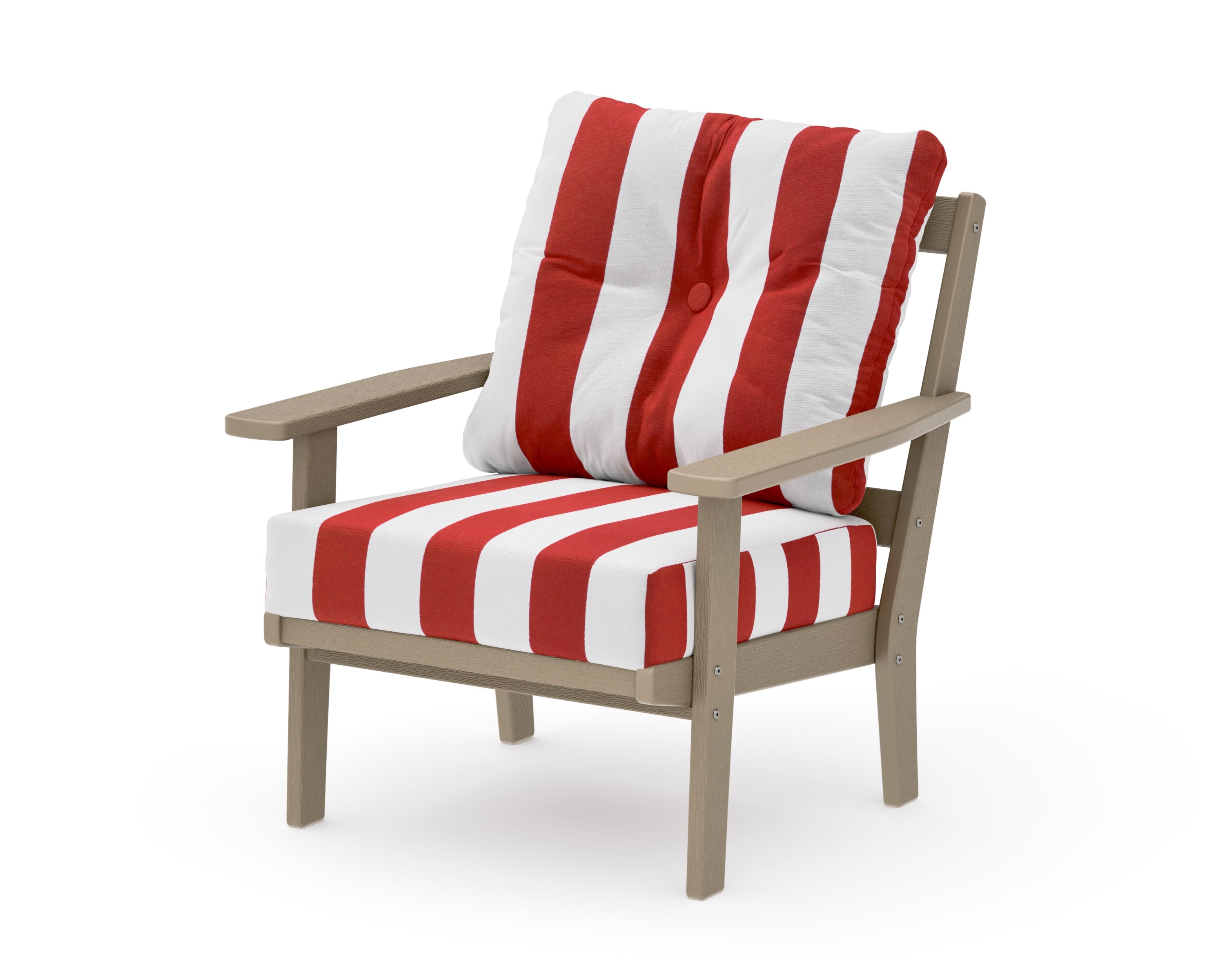 Oxford Deep Seating Chair in Vintage Sahara / Cabana Stripe Crimson