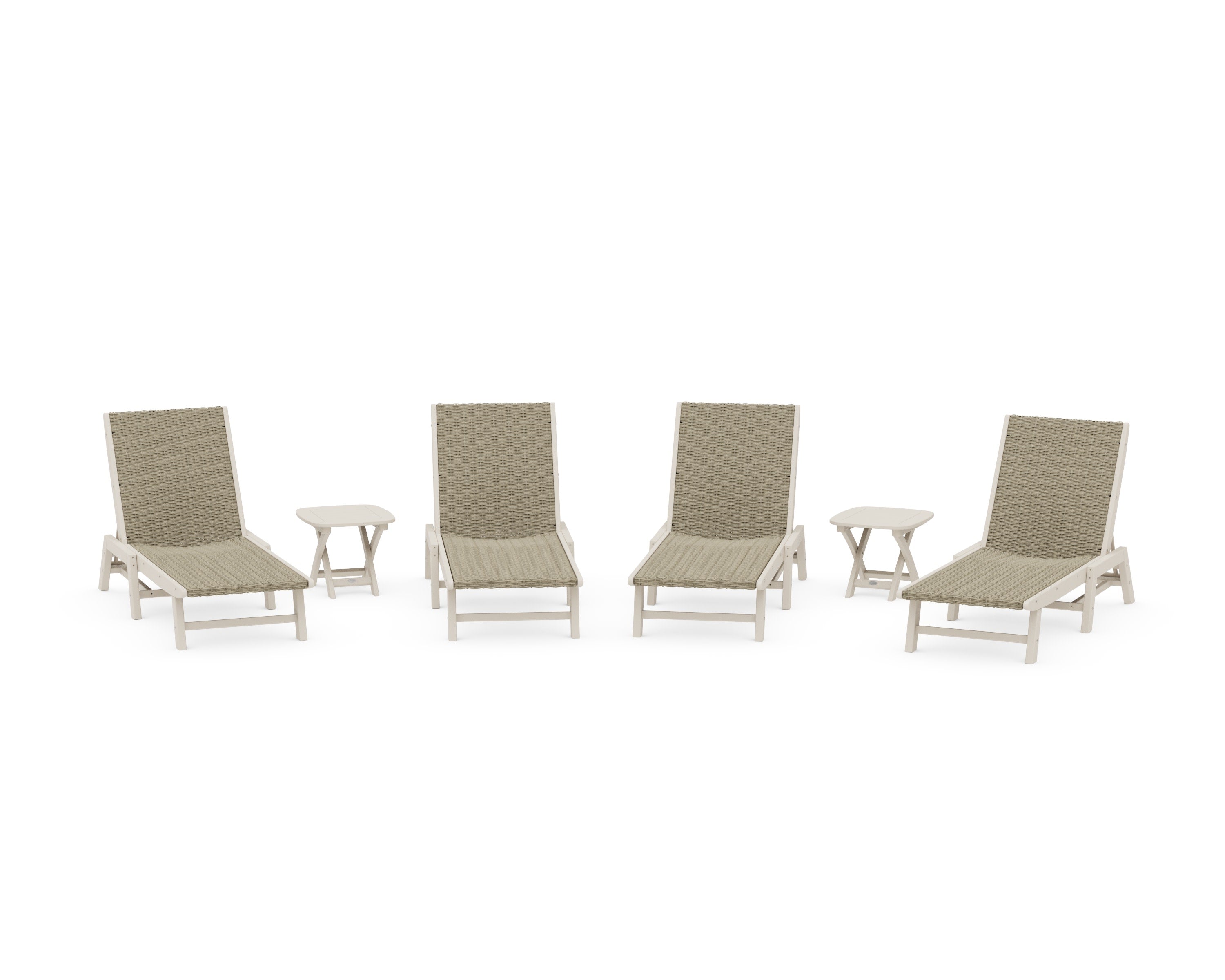6- Piece Coastal Woven Chaise Chaise Lounge Set in Sand / Dune Grass