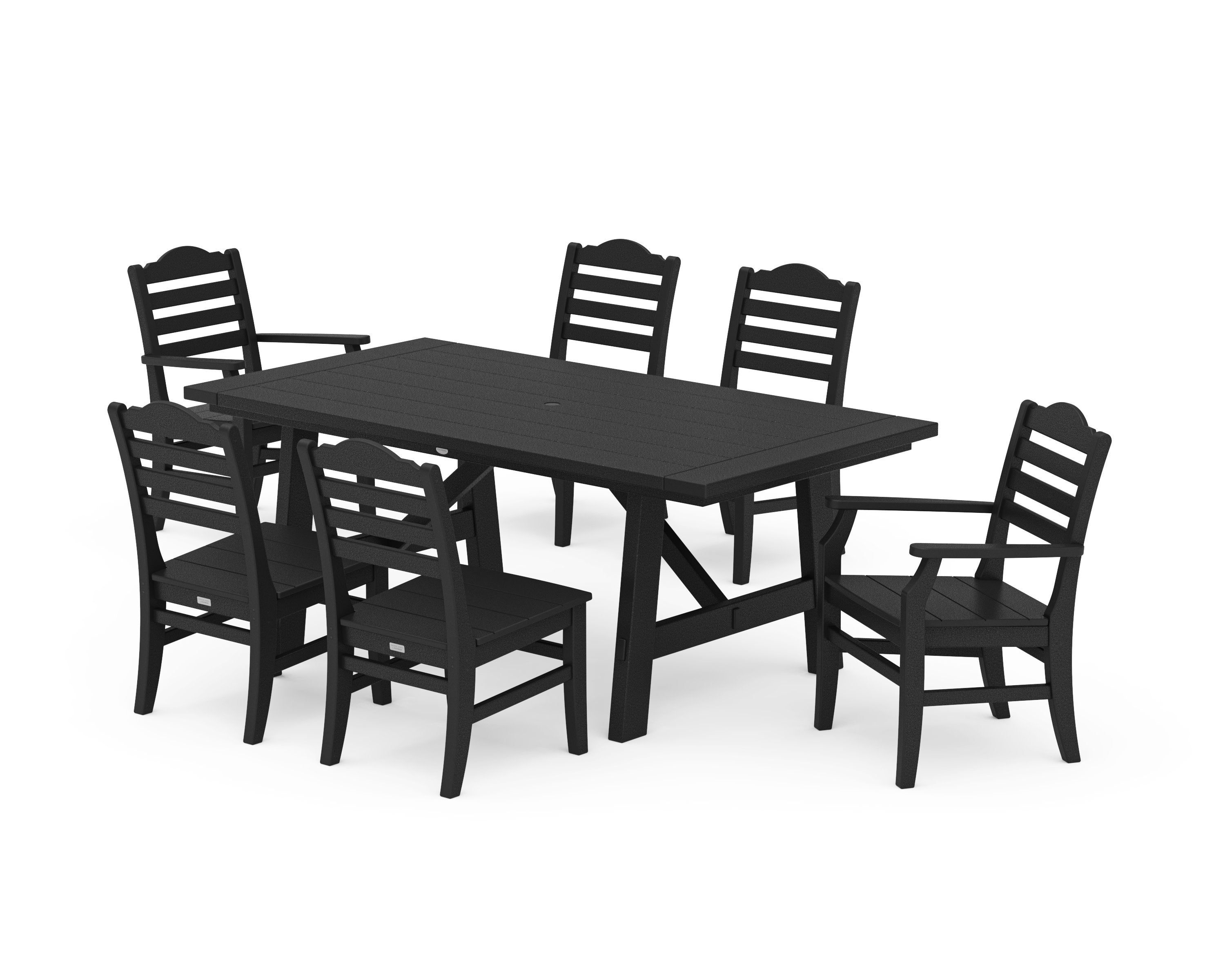 Savannah 7-Piece Rustic Farmhouse Dining Set in Black