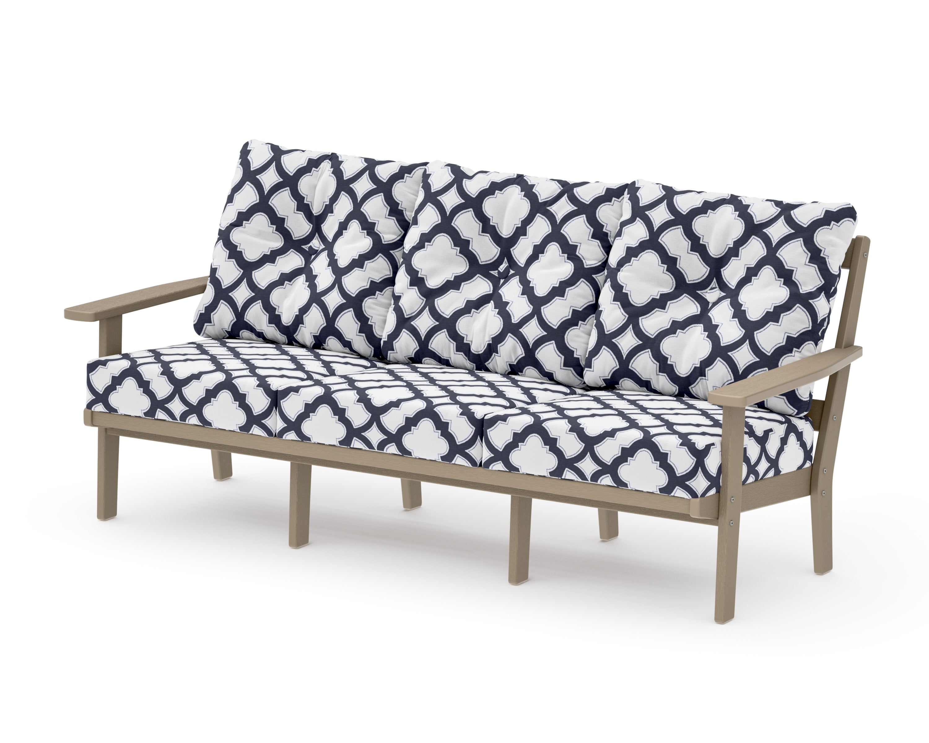 Oxford Deep Seating Sofa in Vintage Sahara / Trellis Navy