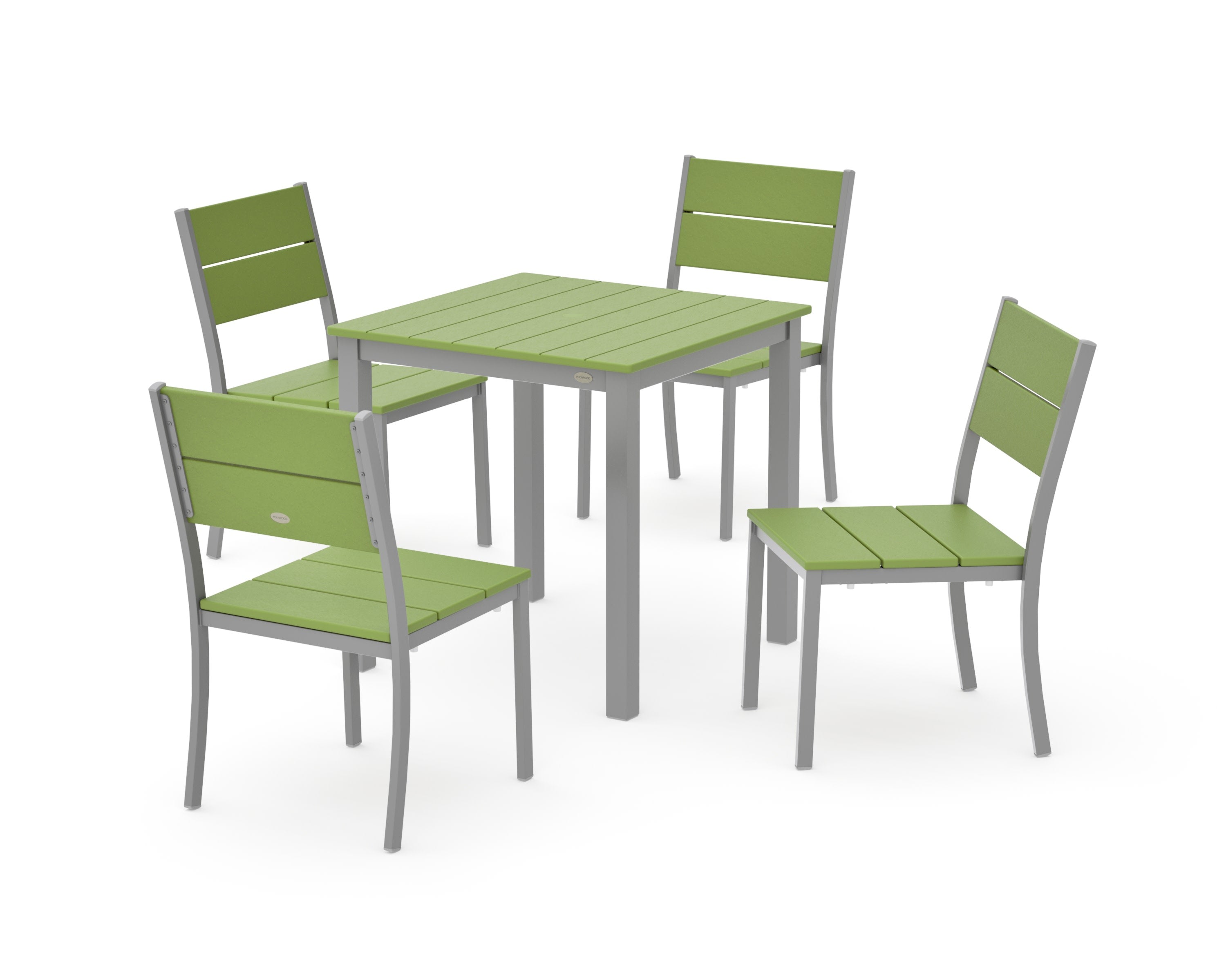 Main Street 5-Piece Square Dining Set- Small in Silver / Lime
