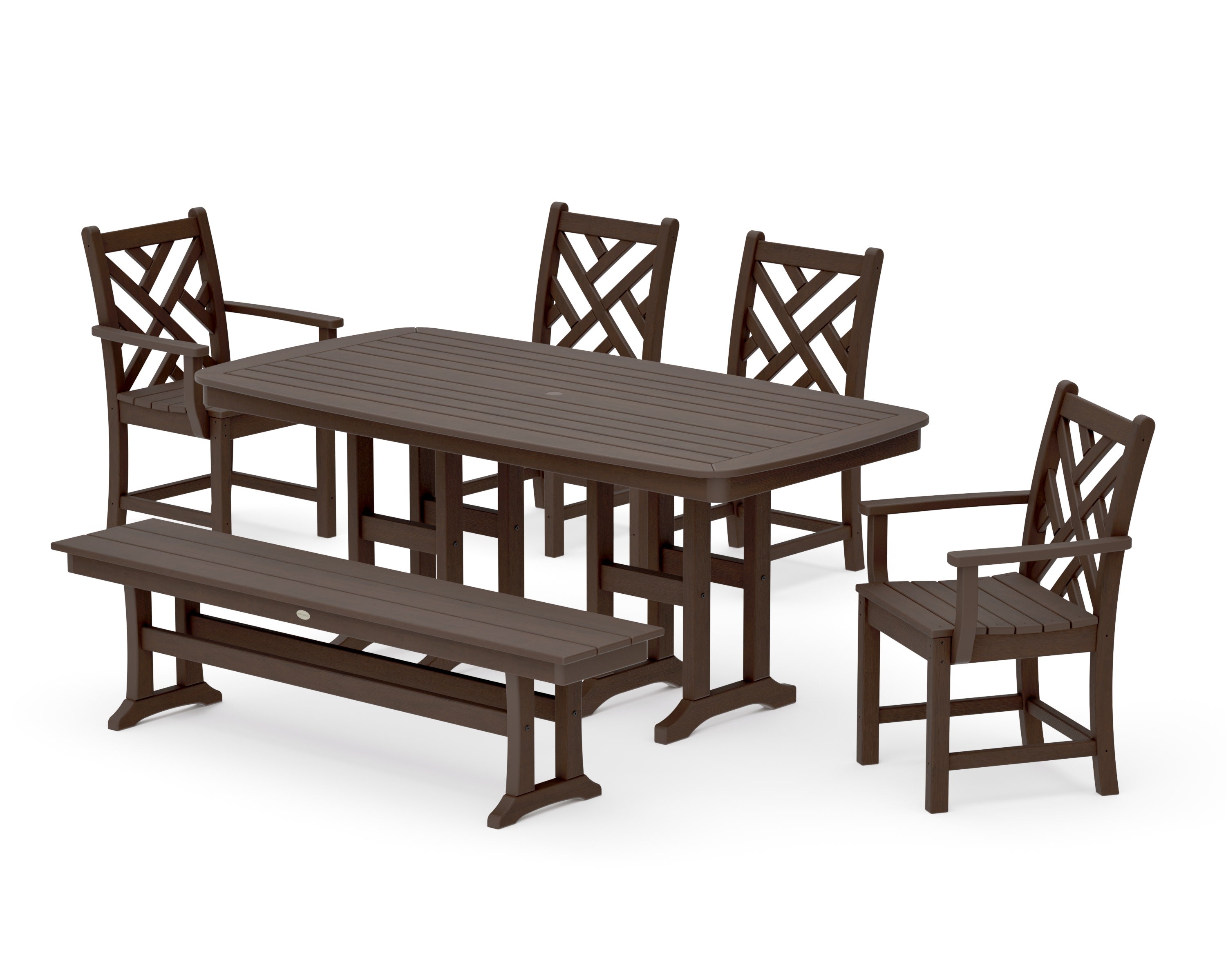 Chippendale 6-Piece Dining Set with Bench in Kona