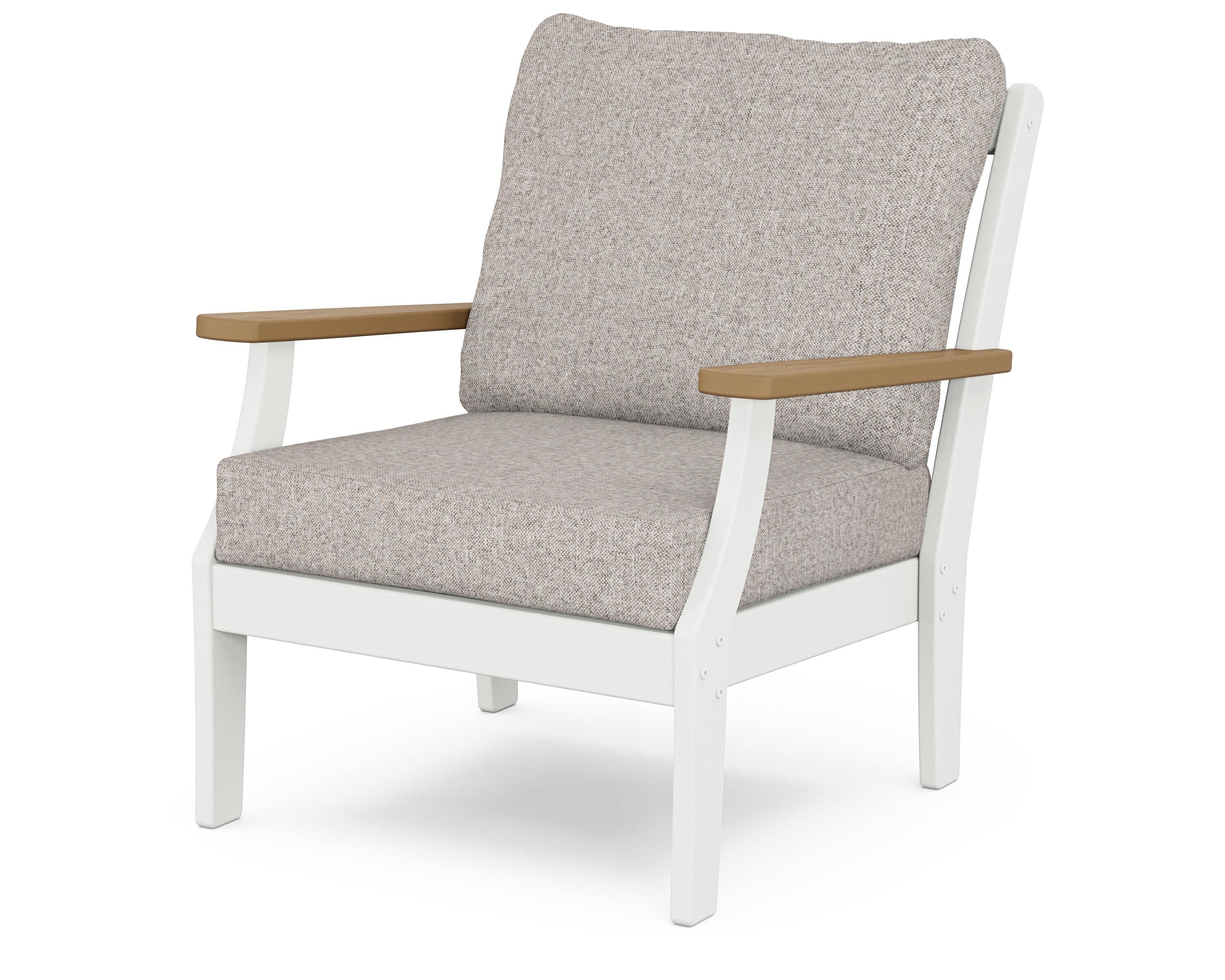 Braxton Deep Seating Chair in White / Natural / Weathered Tweed