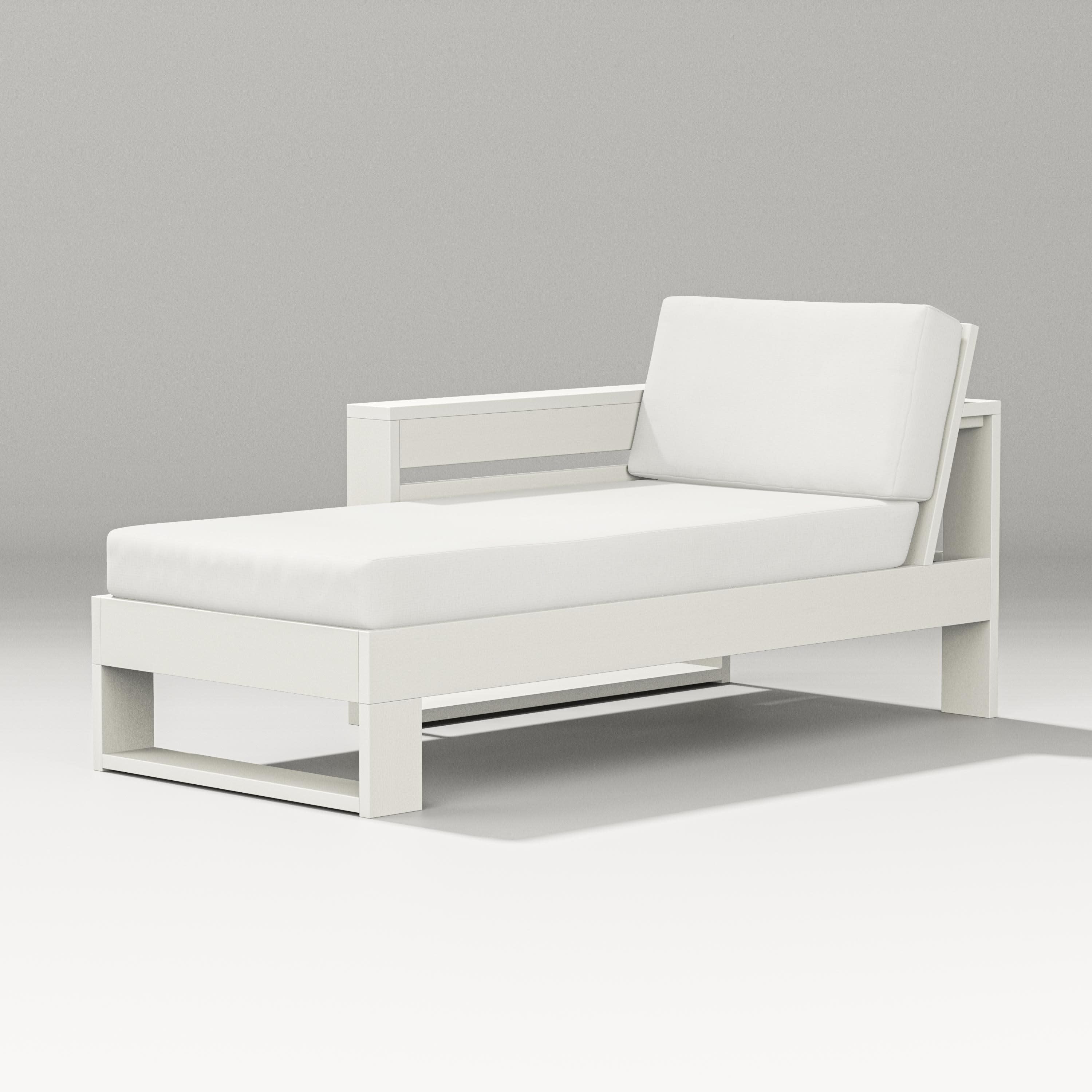Latitude Modular Left Arm Chaise in Vintage White / Natural Linen