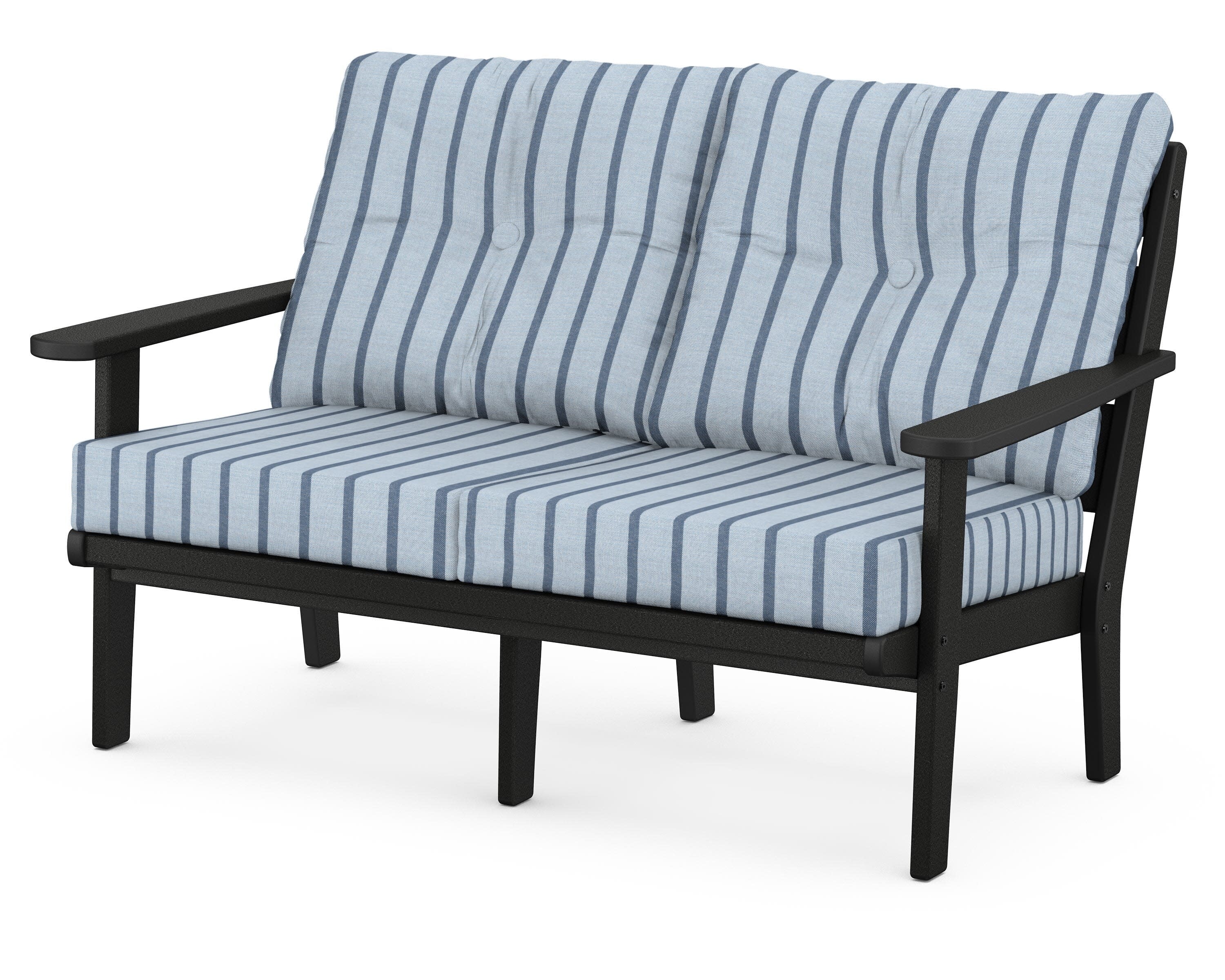 Lakeside Deep Seating Loveseat in Black / Unwind Sky