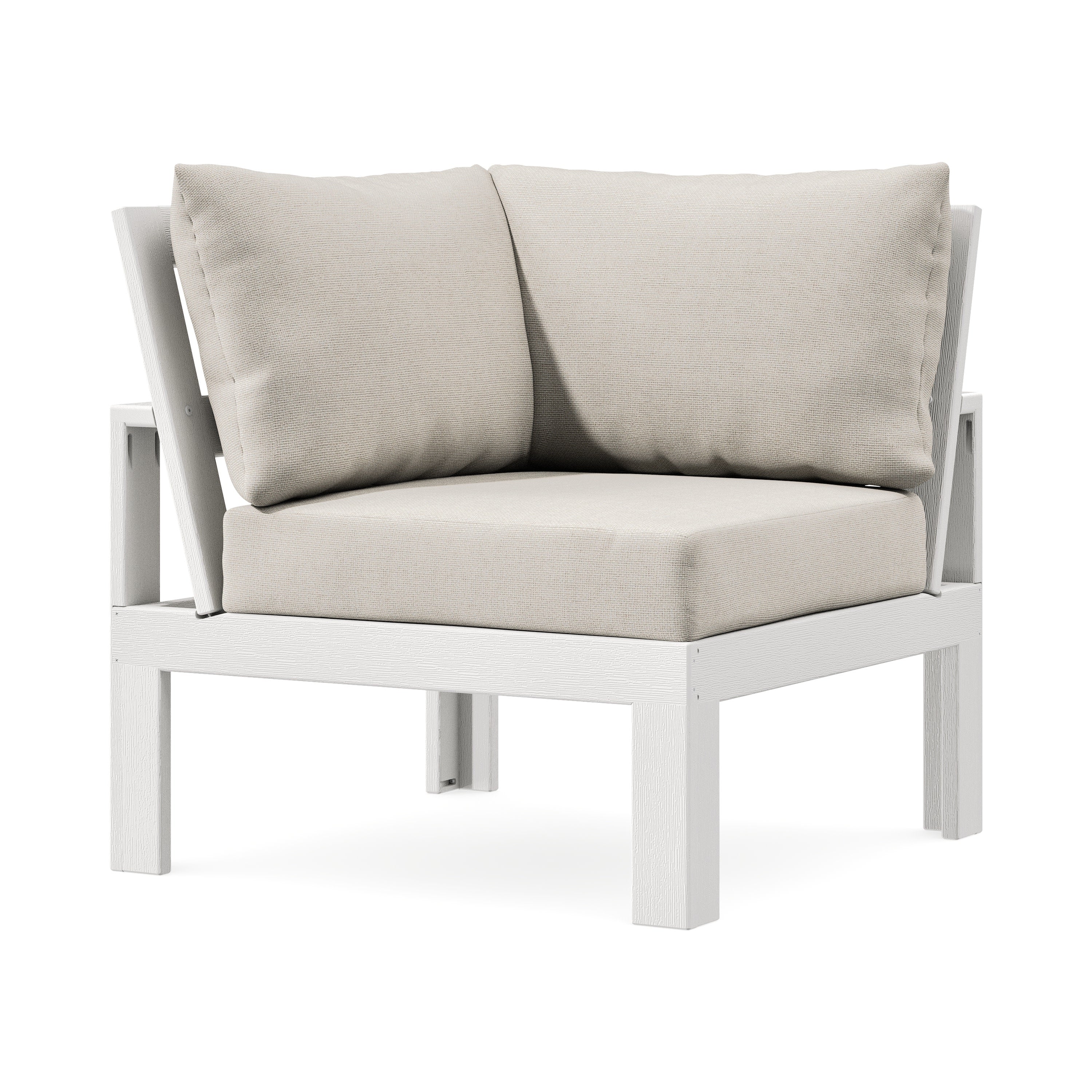 Modular Corner Chair in Vintage White / Dune Burlap