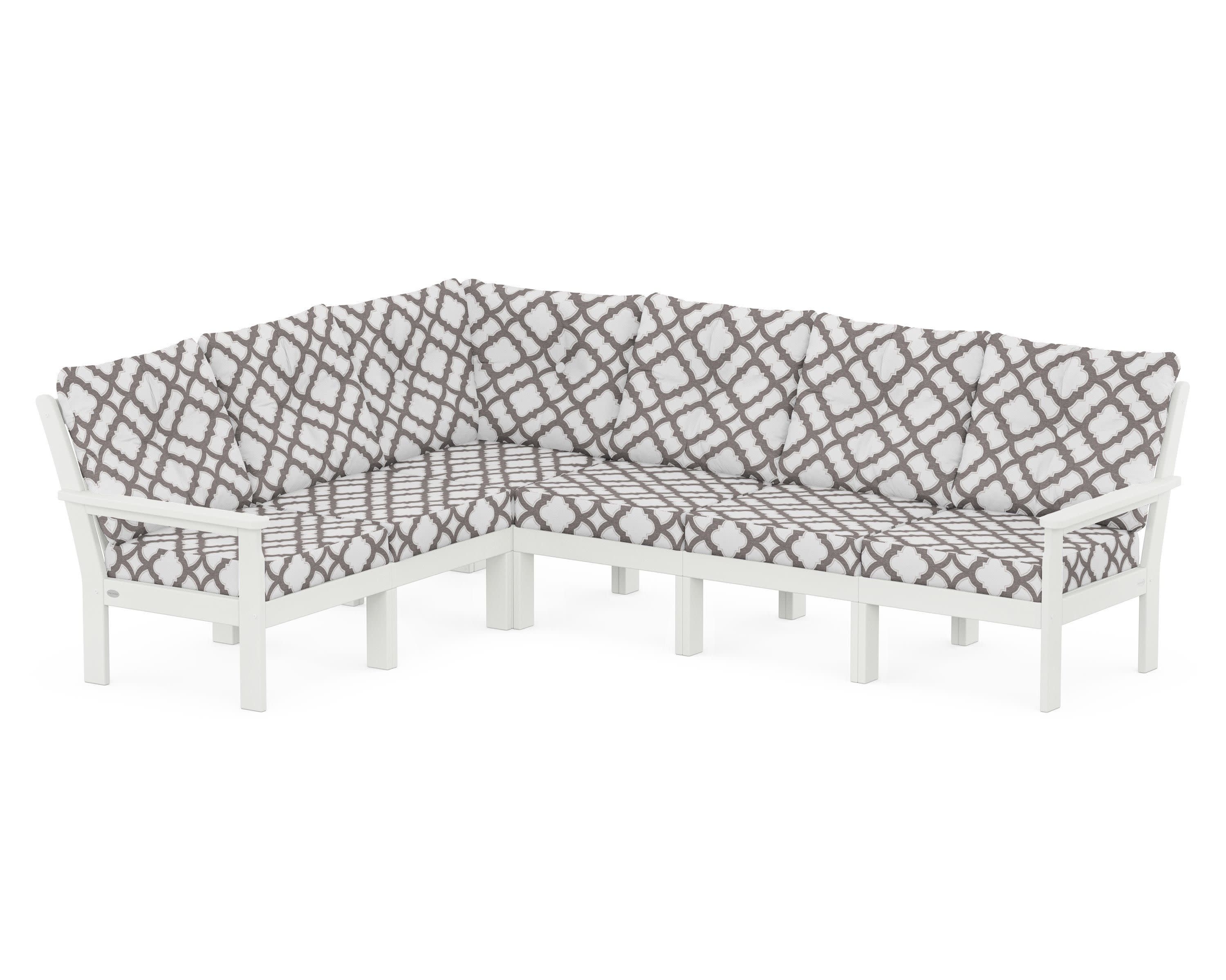 Vineyard 6-Piece Sectional in Vintage White / Trellis Grey Mist