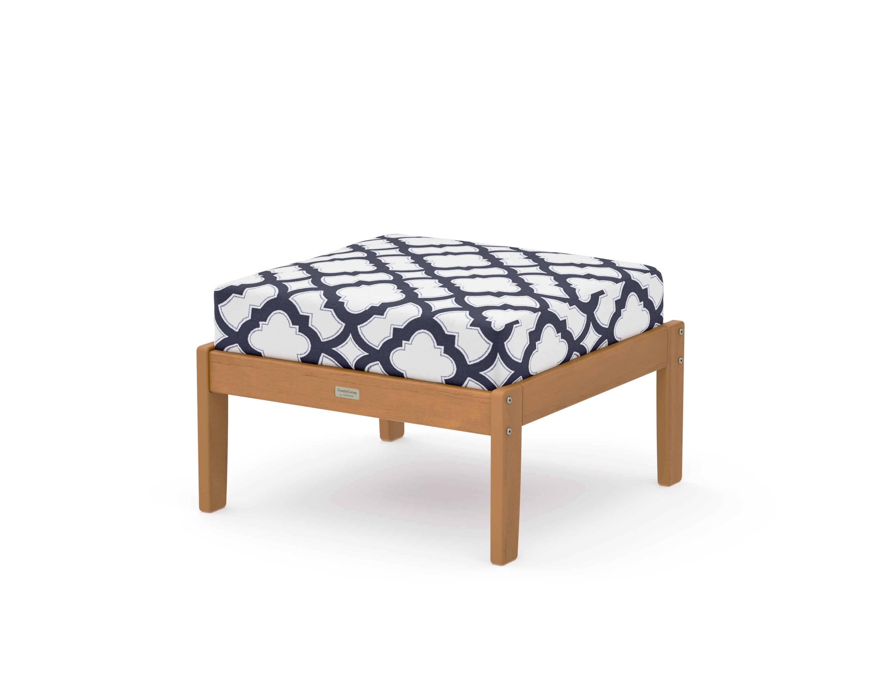 Cottage Deep Seating Ottoman in Natural / Trellis Navy