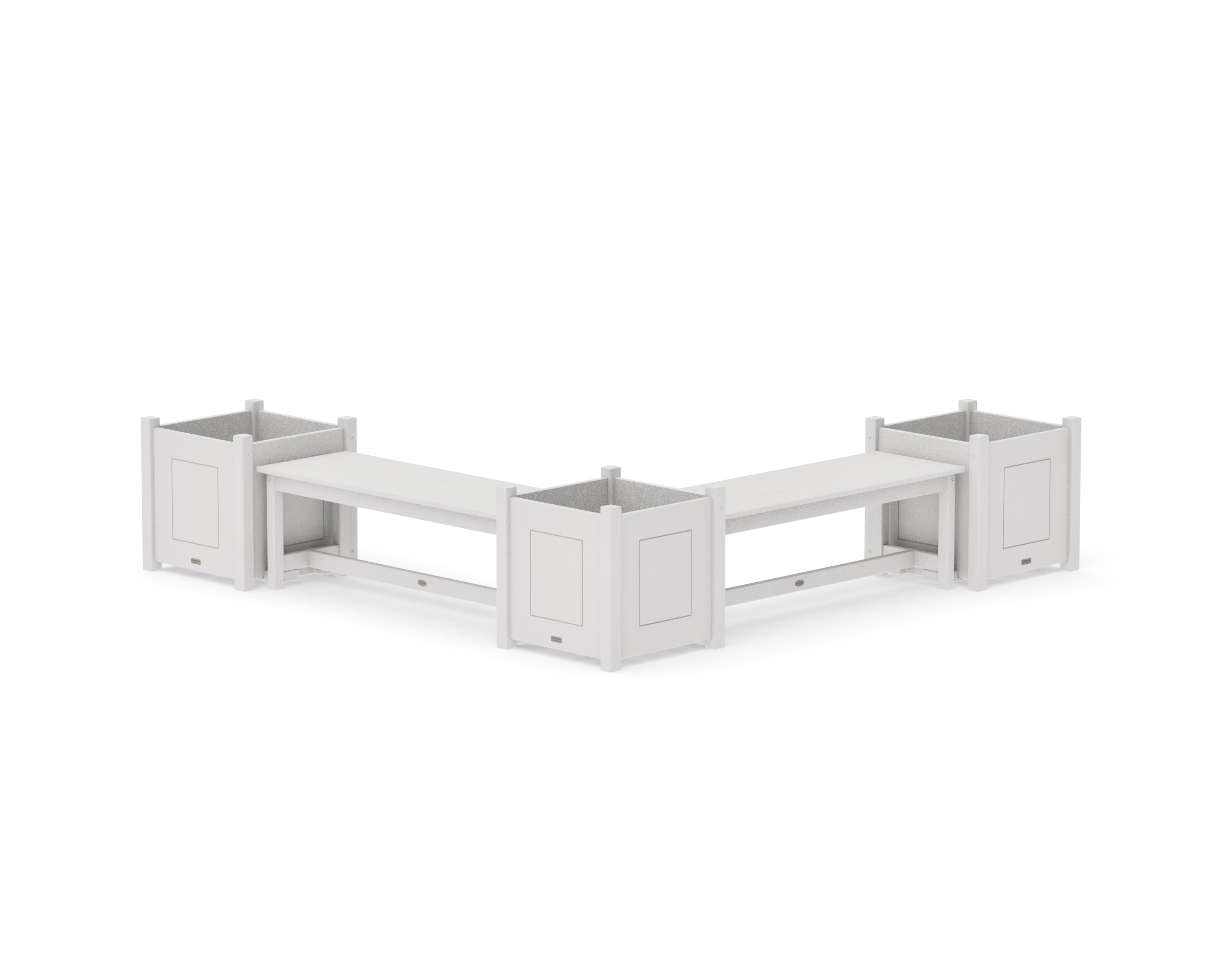 48" Country Living L- Shaped Planter Bench Corner Set - Large in Vintage White