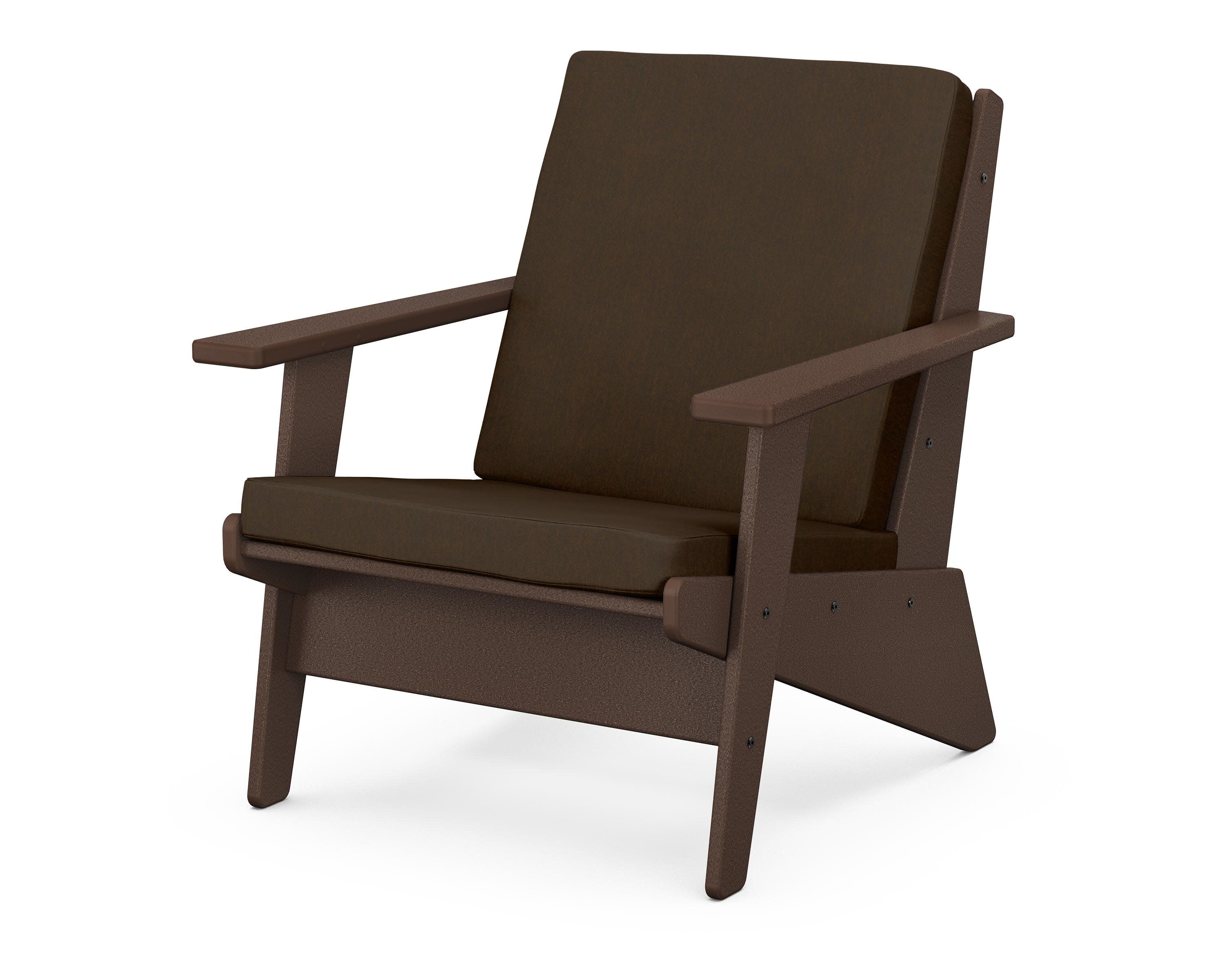 Riviera Modern Lounge Chair in Mahogany / Canvas Java