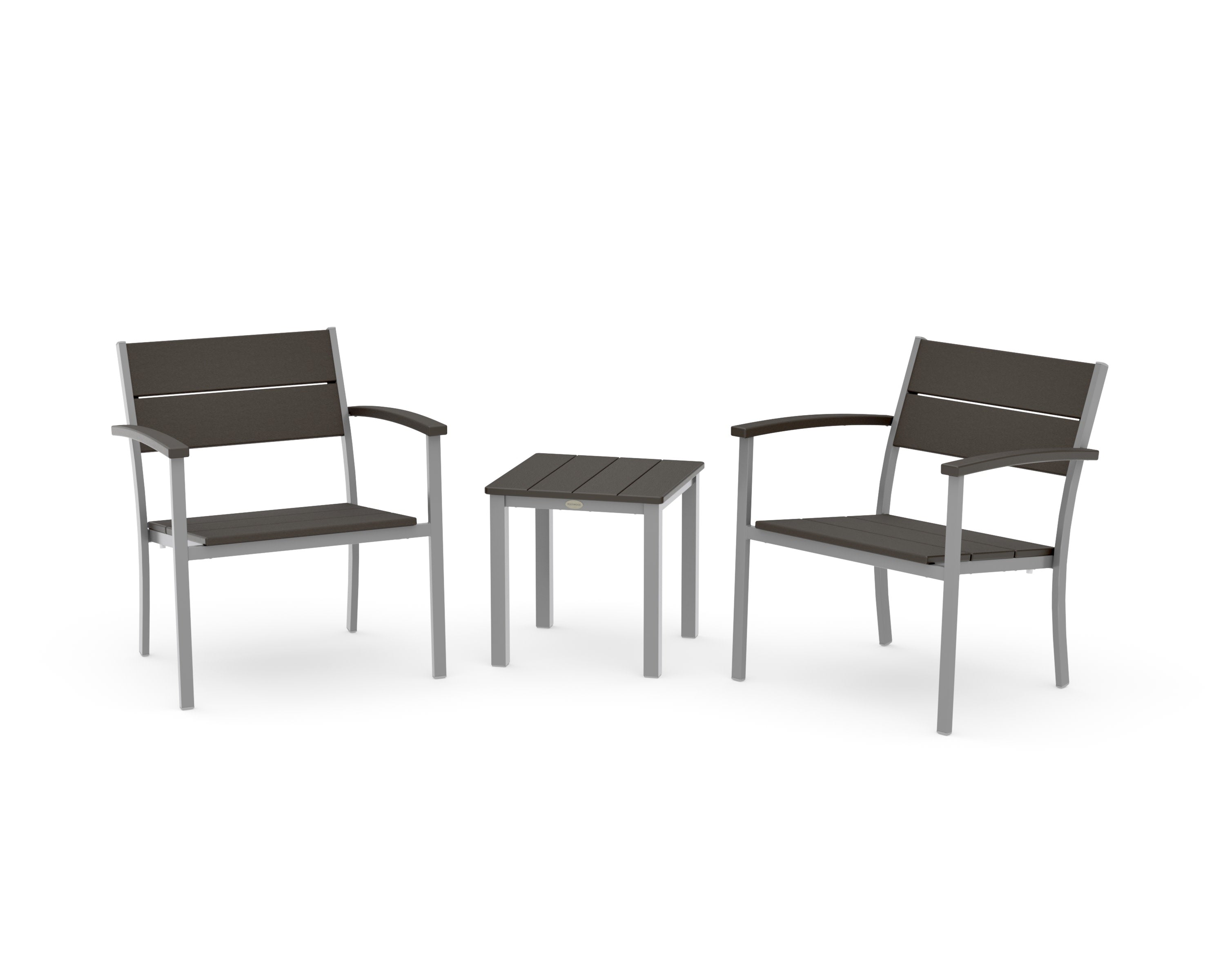 Main Street 3-Piece Lounge Chair Set in Silver / Vintage Coffee